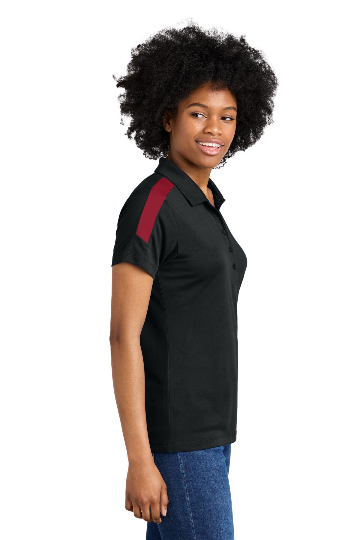 Blk/DpRed Sport-Tek Women's Competitor United Polo LST104