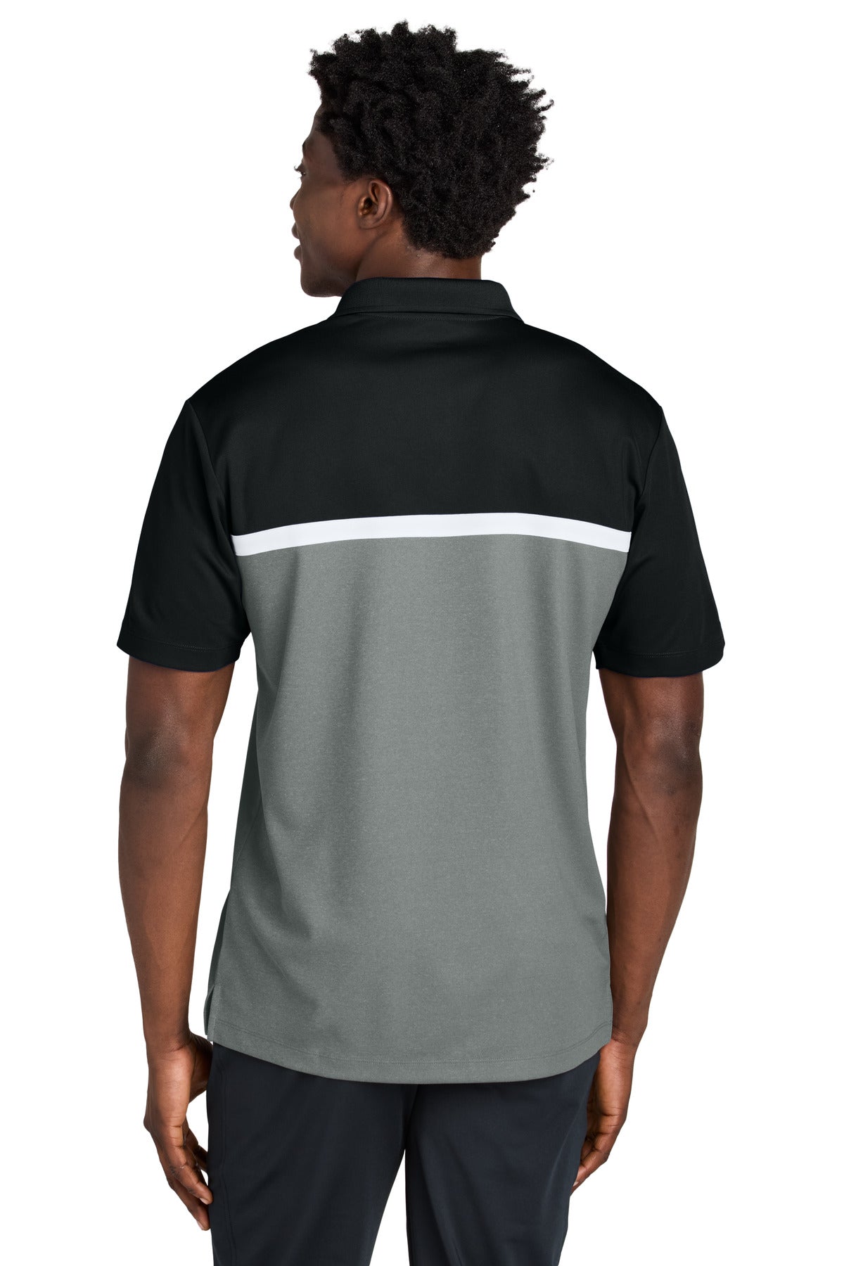Blk/GCcH/W Sport-Tek UV Micropique Colorblock Polo ST741