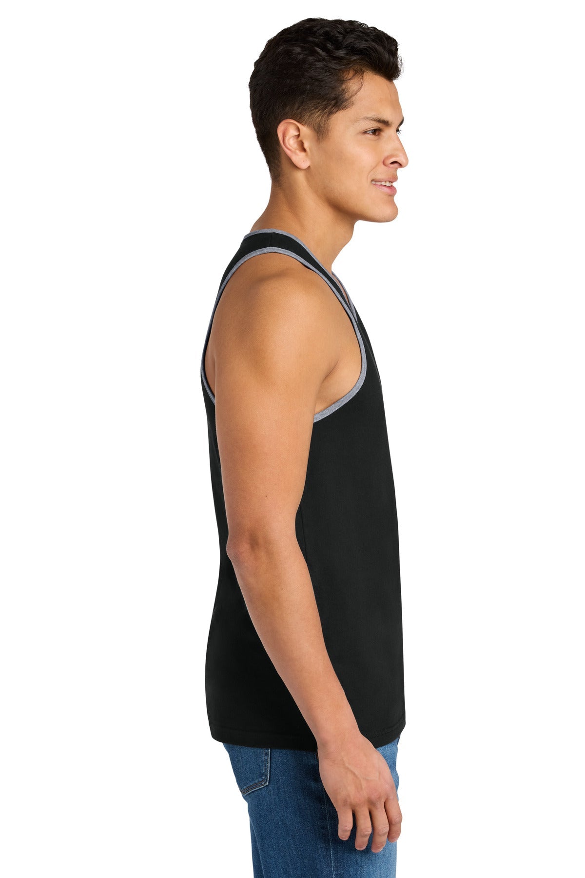 Blk/HtGray Next Level Apparel Cotton Muscle Tank NL3633