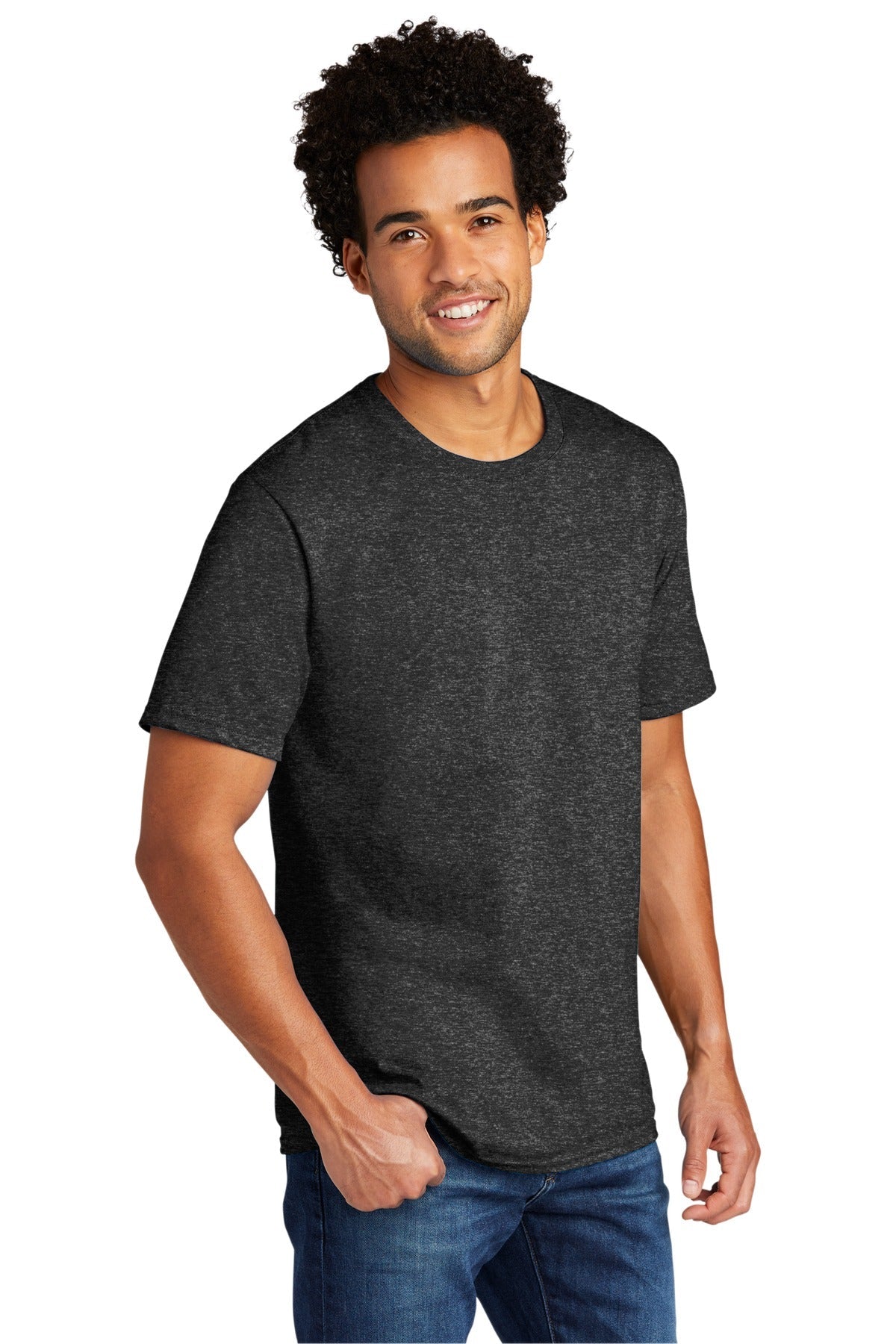 BlkHthr Port & Co Tri-Blend Tee. PC330