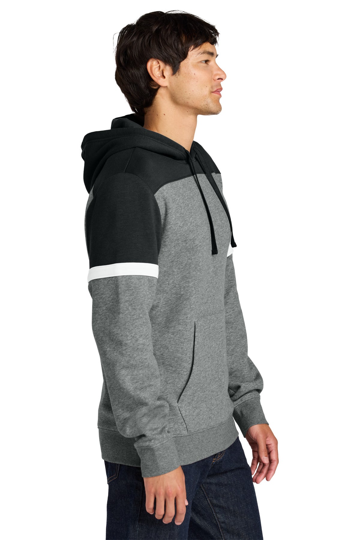 Blk/VtgHtr Sport-Tek Drive Fleece Colorblock Hoodie STF205