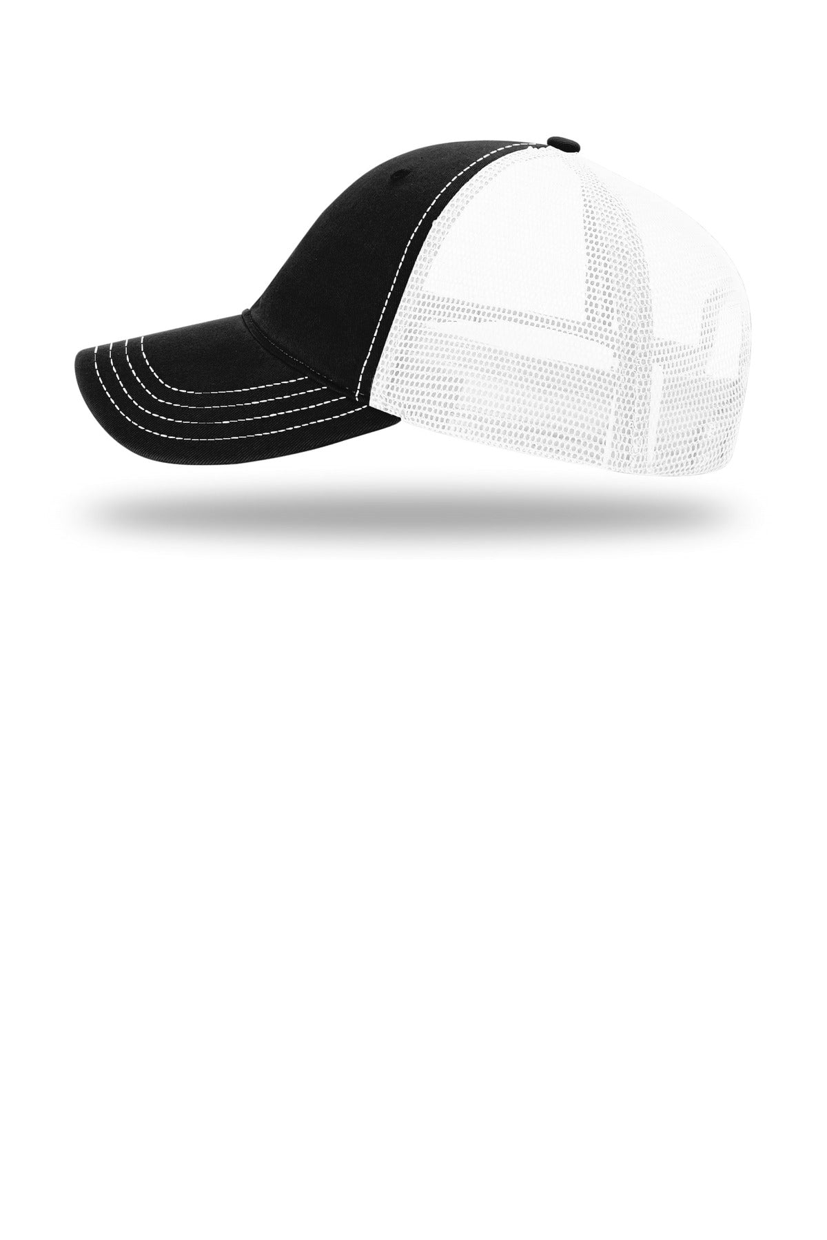 Blk/White Richardson Garment Washed Trucker 111
