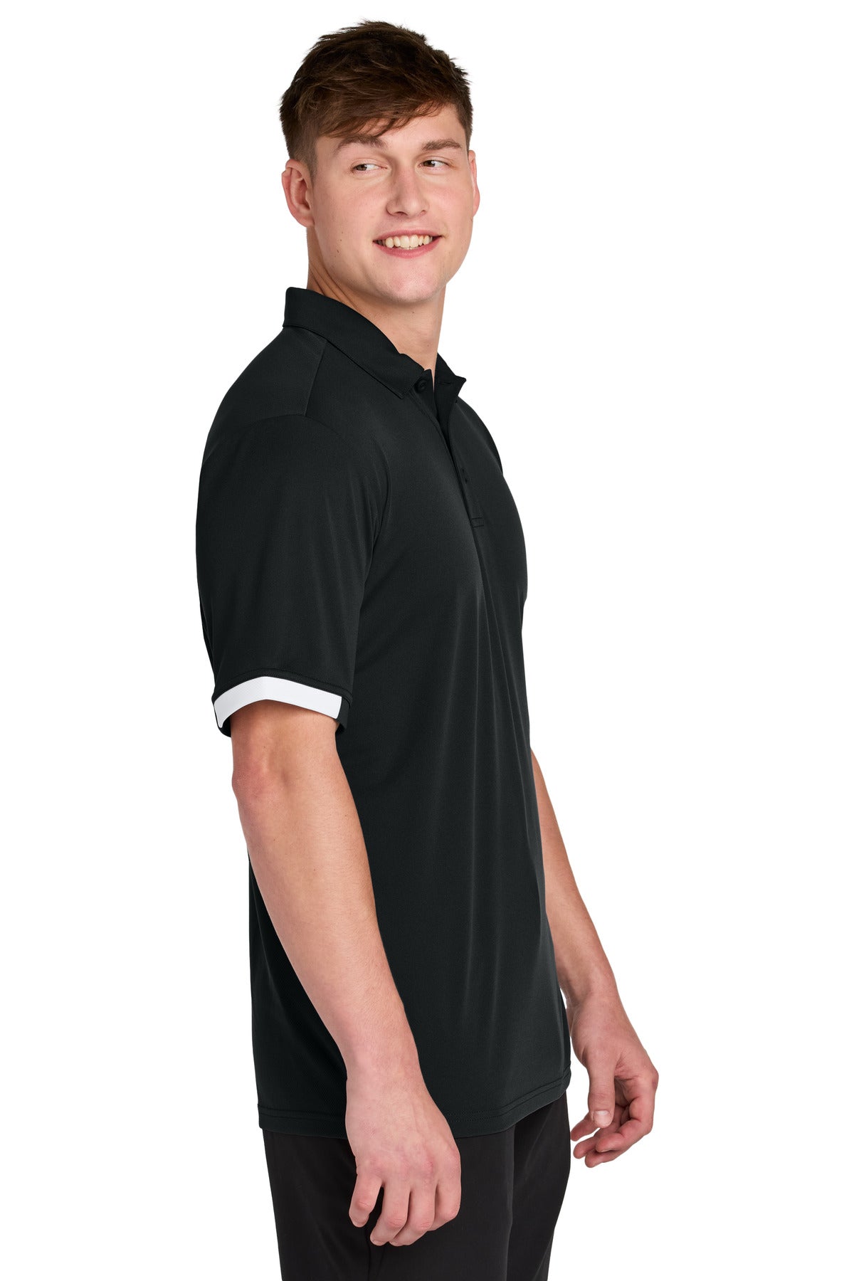 Blk/White Sport-Tek Club Colorblock Polo ST444