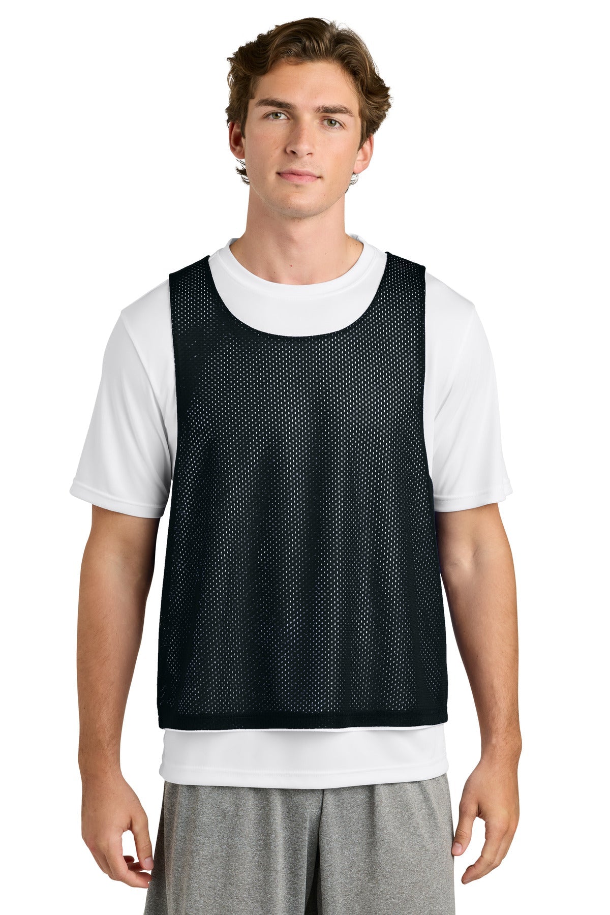 Blk/White Sport-Tek Lacrosse Reversible Pinnie ST512