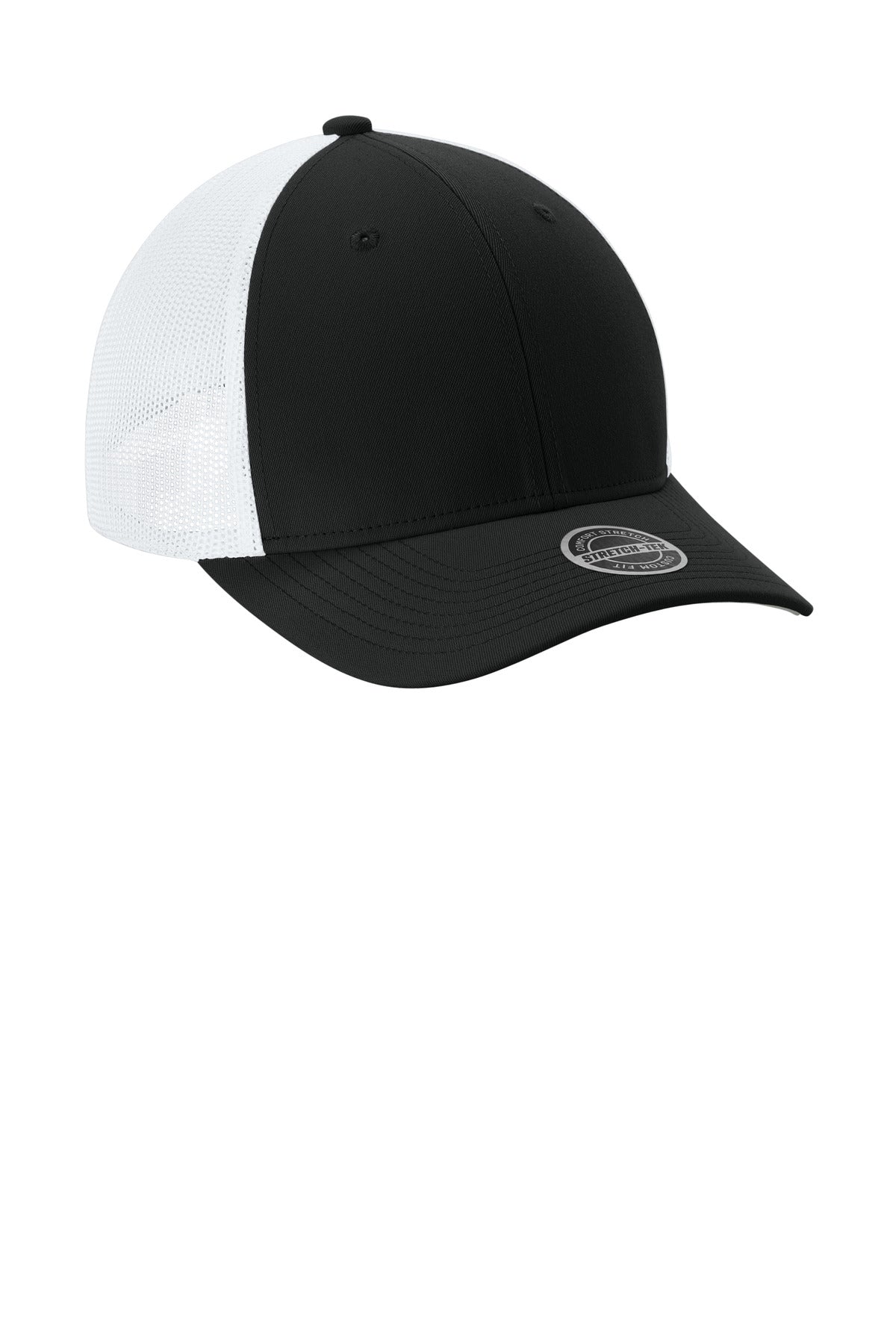 Blk/White Sport-Tek Stretch-Tek Mesh Back Cap STC60