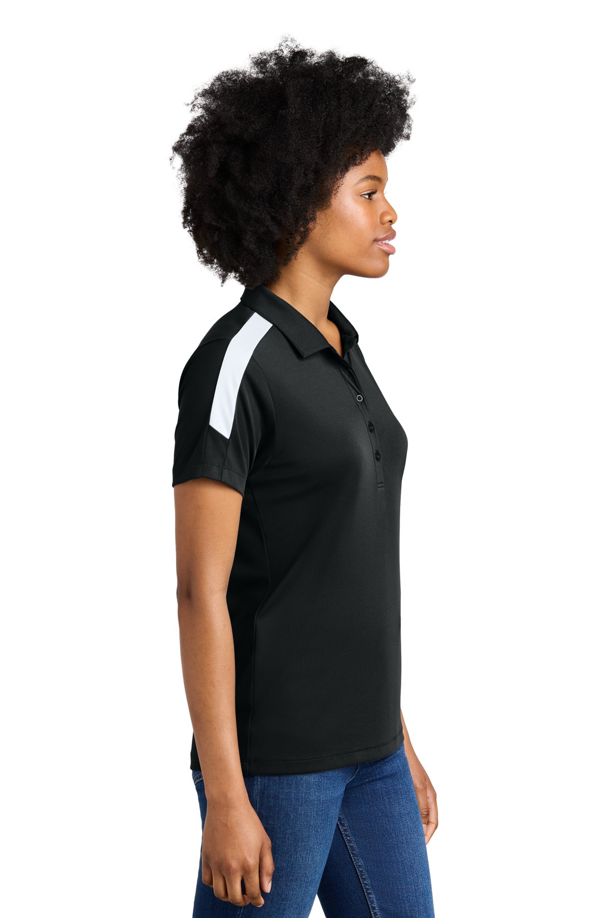 Blk/White Sport-Tek Women's Competitor United Polo LST104