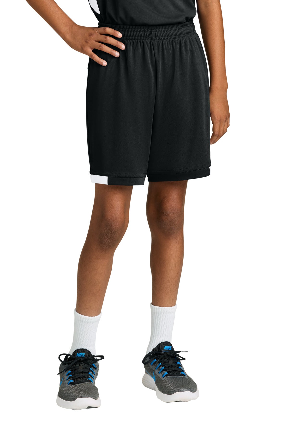 Blk/White Sport-Tek Youth Club 5" Short YST4420