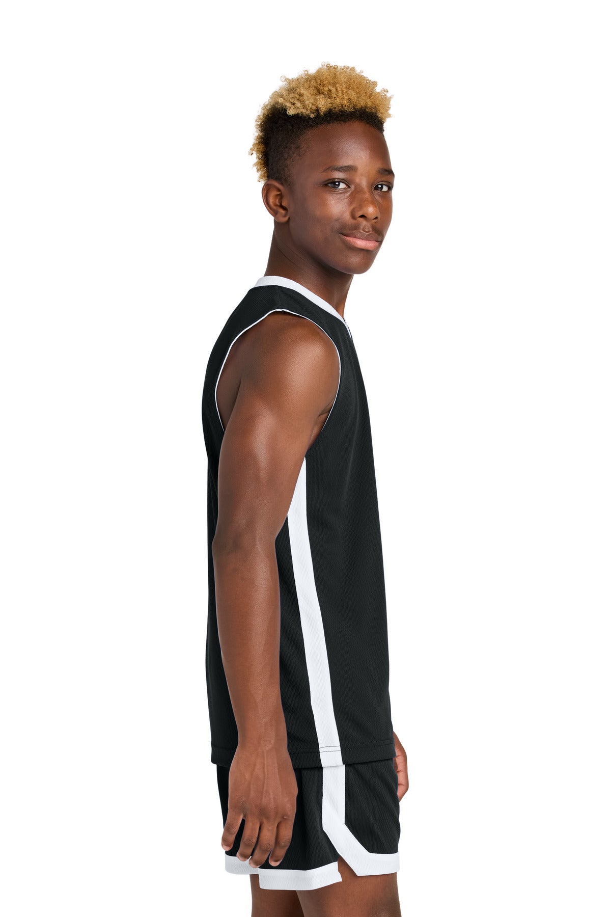 Blk/White Sport-Tek Youth Rival Basketball Rev Jersey YST900