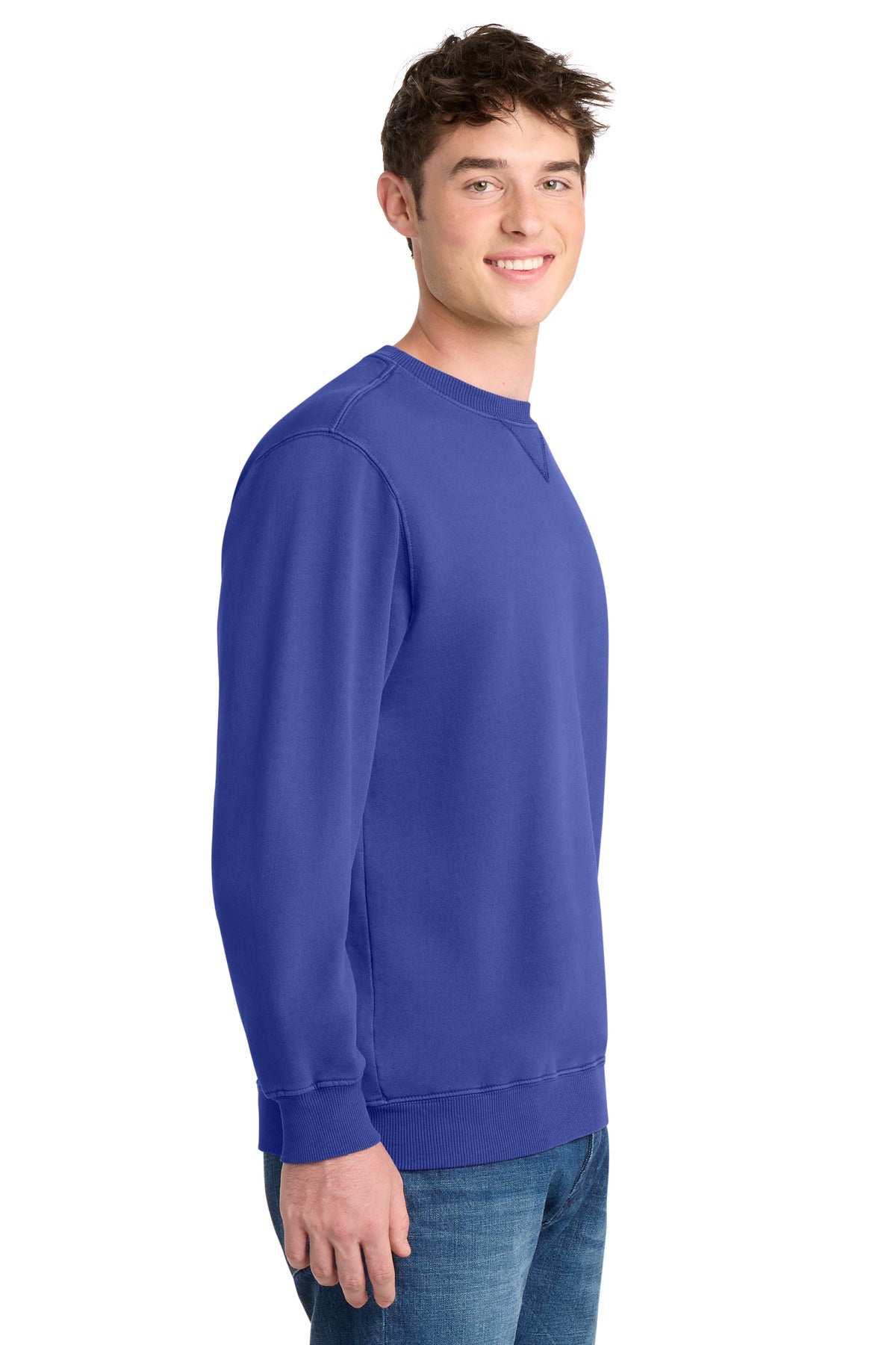 BlueIris Port & Co Beach Wash Garment-Dyed Crewneck Sweatshirt PC098
