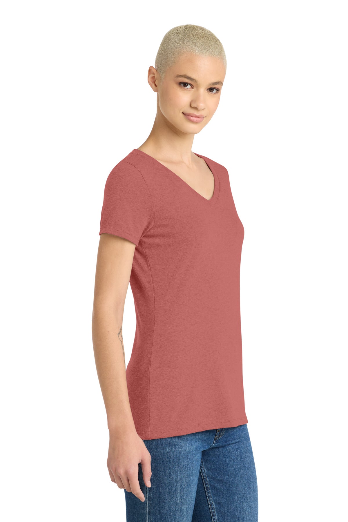 Blush Frost District Women's Perfect Tri V-Neck Tee. DM1350L