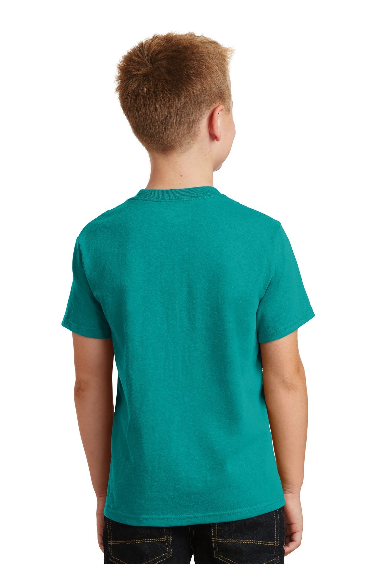 Bright Aqua Port & Co Youth Core Cotton Tee. PC54Y