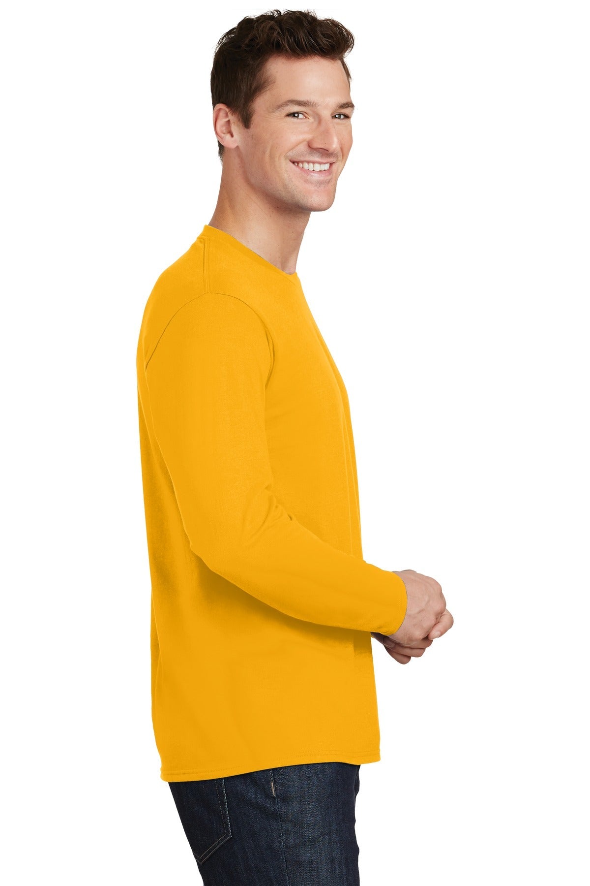 Bright Gold Port & Co Long Sleeve Fan Favorite Tee. PC450LS