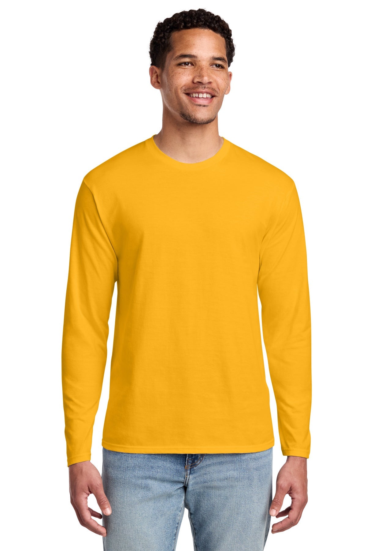 Bright Gold Port & Co Long Sleeve Fan Favorite Tee. PC450LS