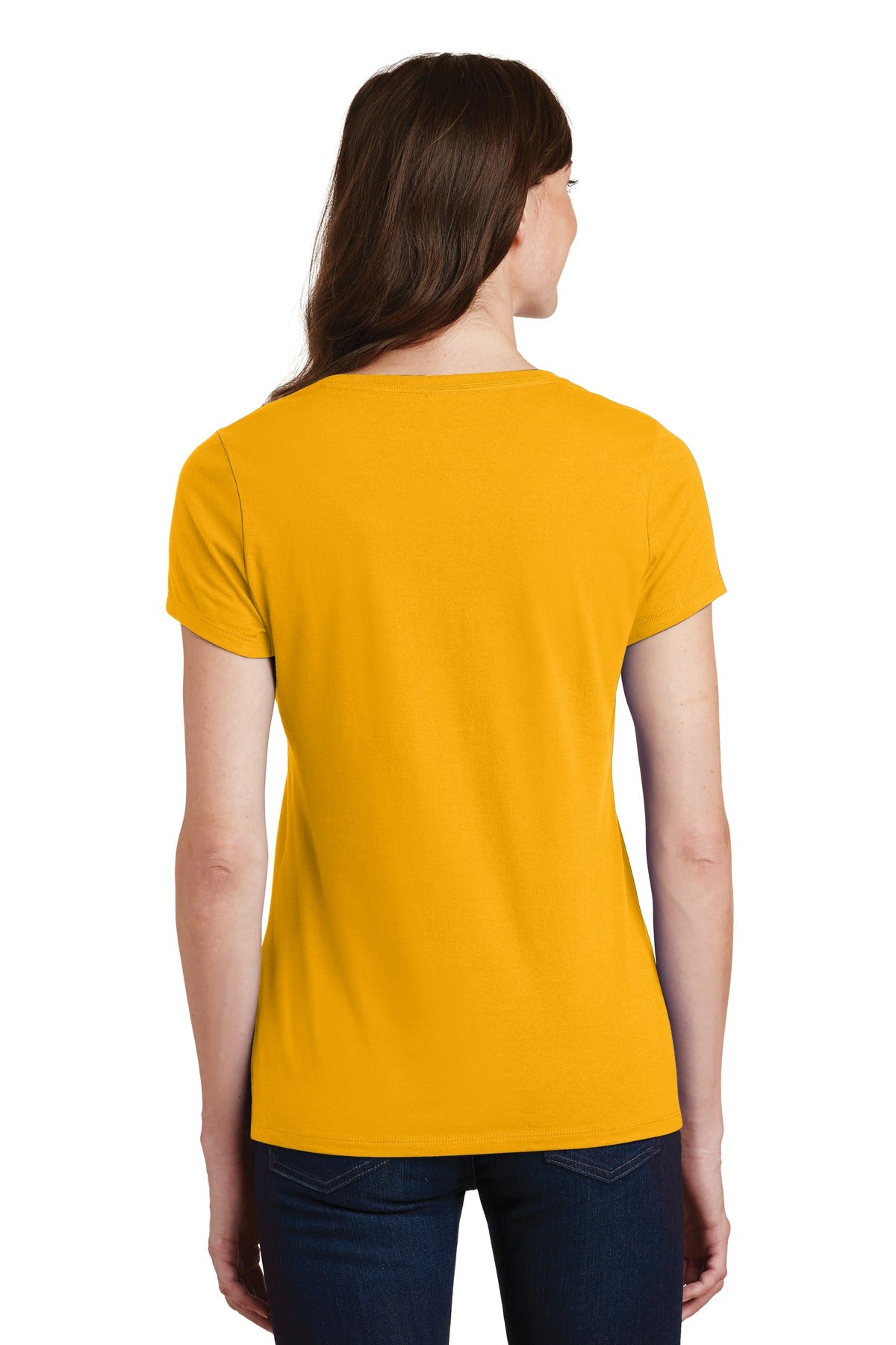 Bright Gold Port & Co Women's Fan Favorite V-Neck Tee. LPC450V