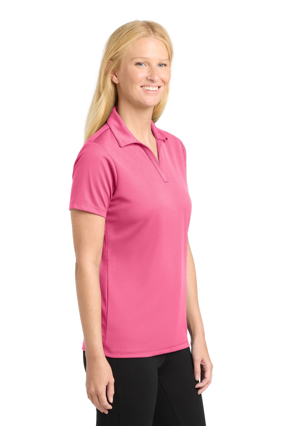Bright Pink Sport-Tek Women's PosiCharge RacerMesh Polo. LST640