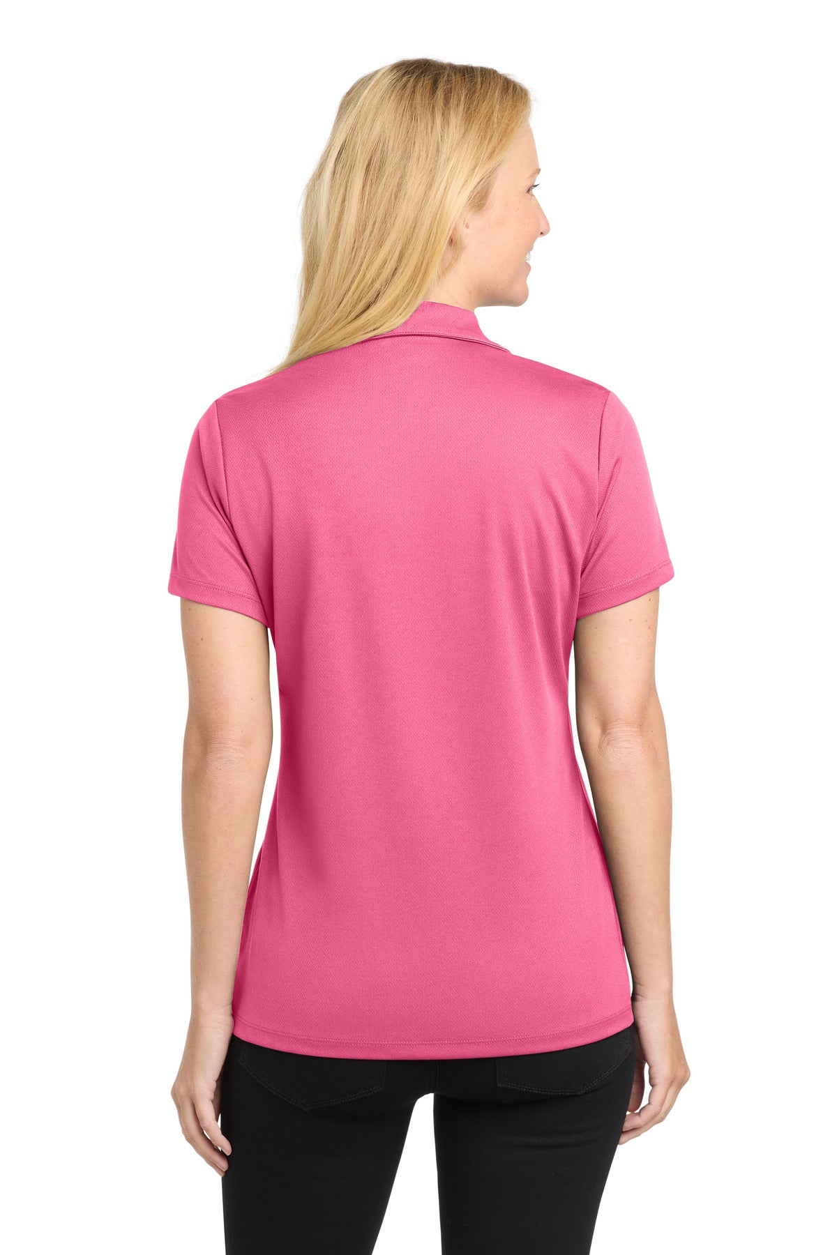 Bright Pink Sport-Tek Women's PosiCharge RacerMesh Polo. LST640