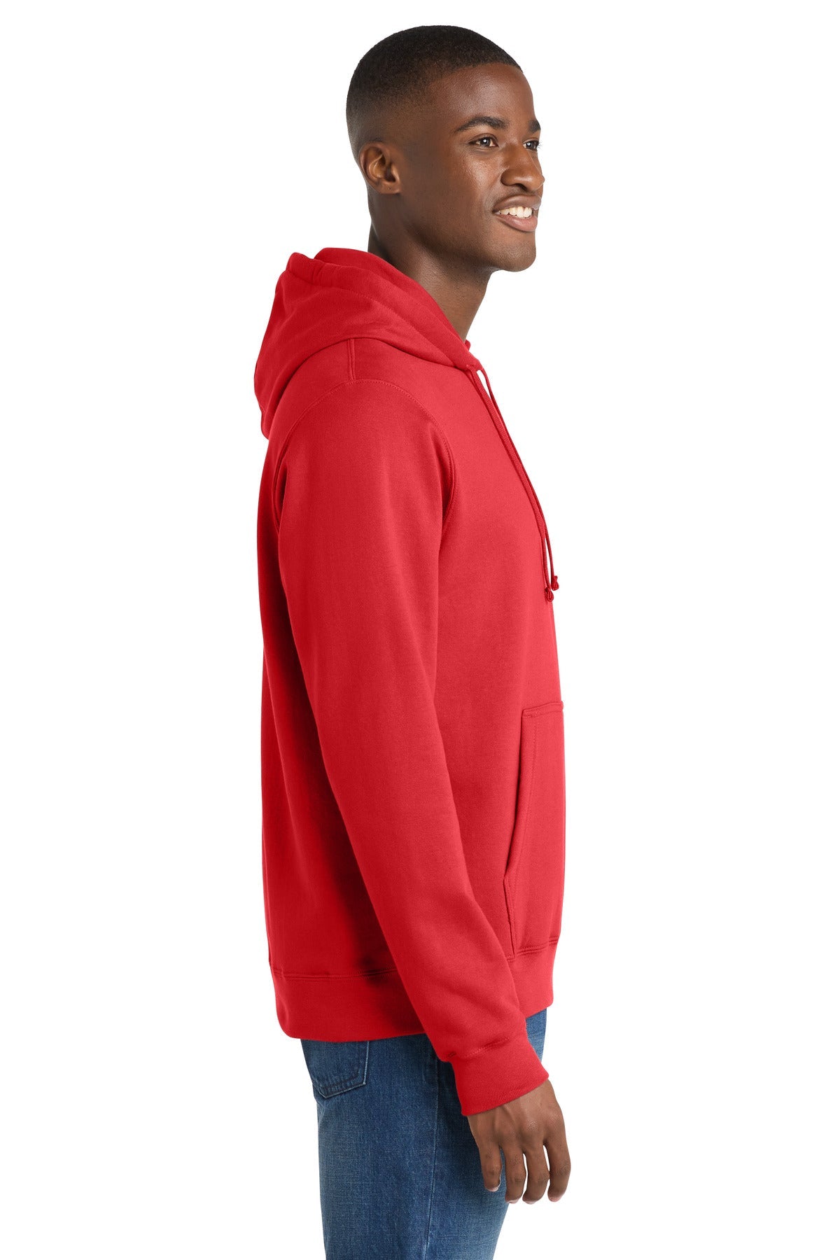 Bright Red Port & Co Fan Favorite Fleece Pullover Hooded Sweatshirt. PC850H