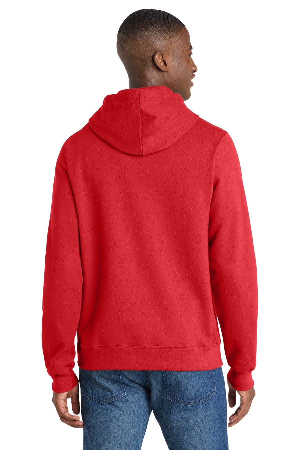 Bright Red Port & Co Fan Favorite Fleece Pullover Hooded Sweatshirt. PC850H