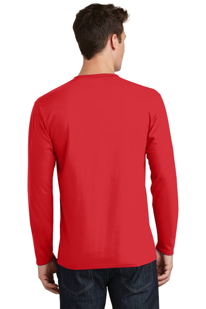 Bright Red Port & Co Long Sleeve Fan Favorite Tee. PC450LS