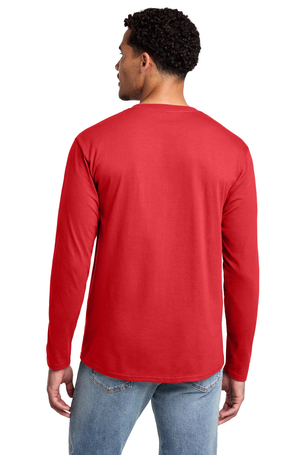 Bright Red Port & Co Long Sleeve Fan Favorite Tee. PC450LS