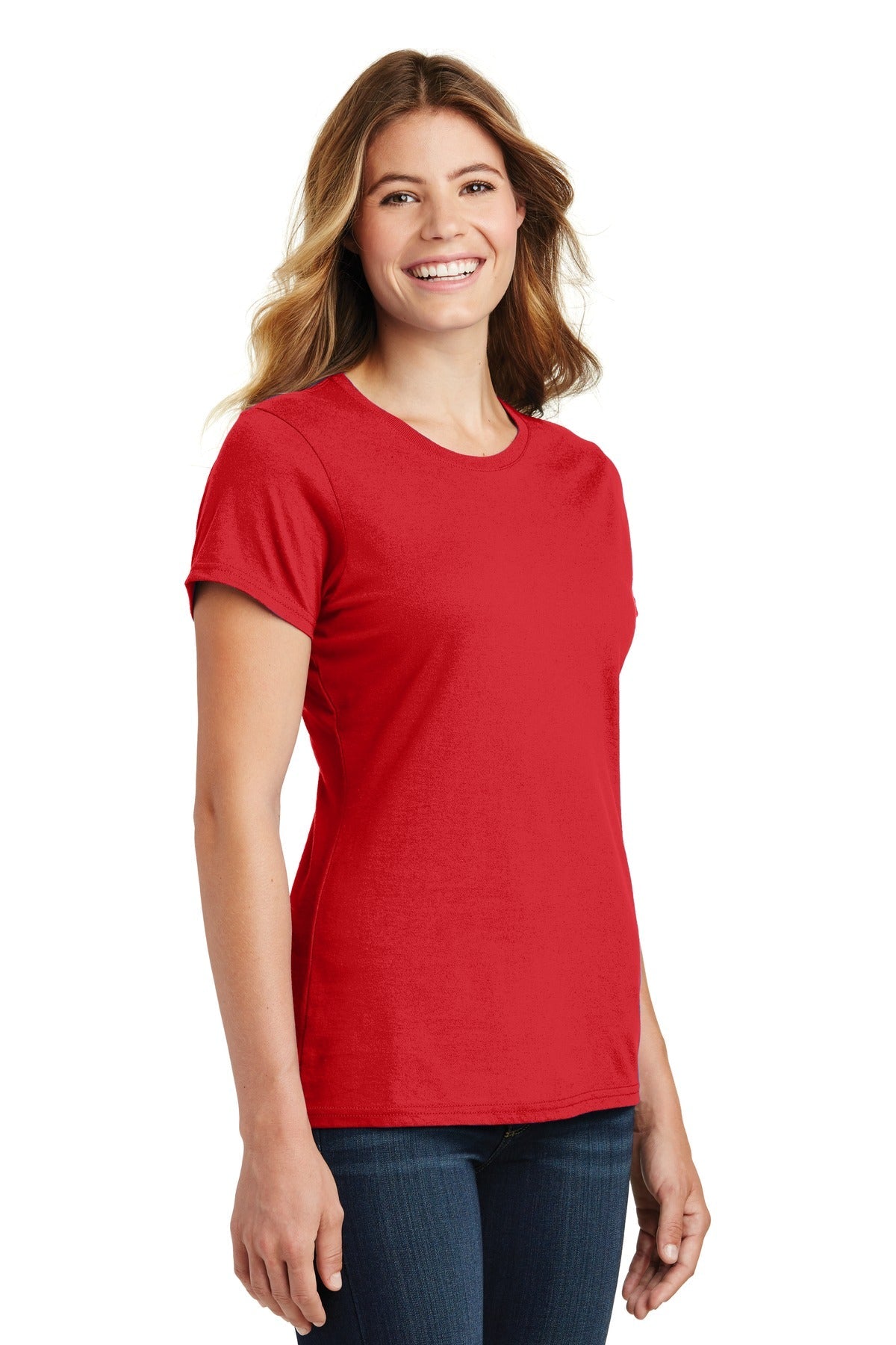 Bright Red Port & Co Women's Fan Favorite Tee. LPC450