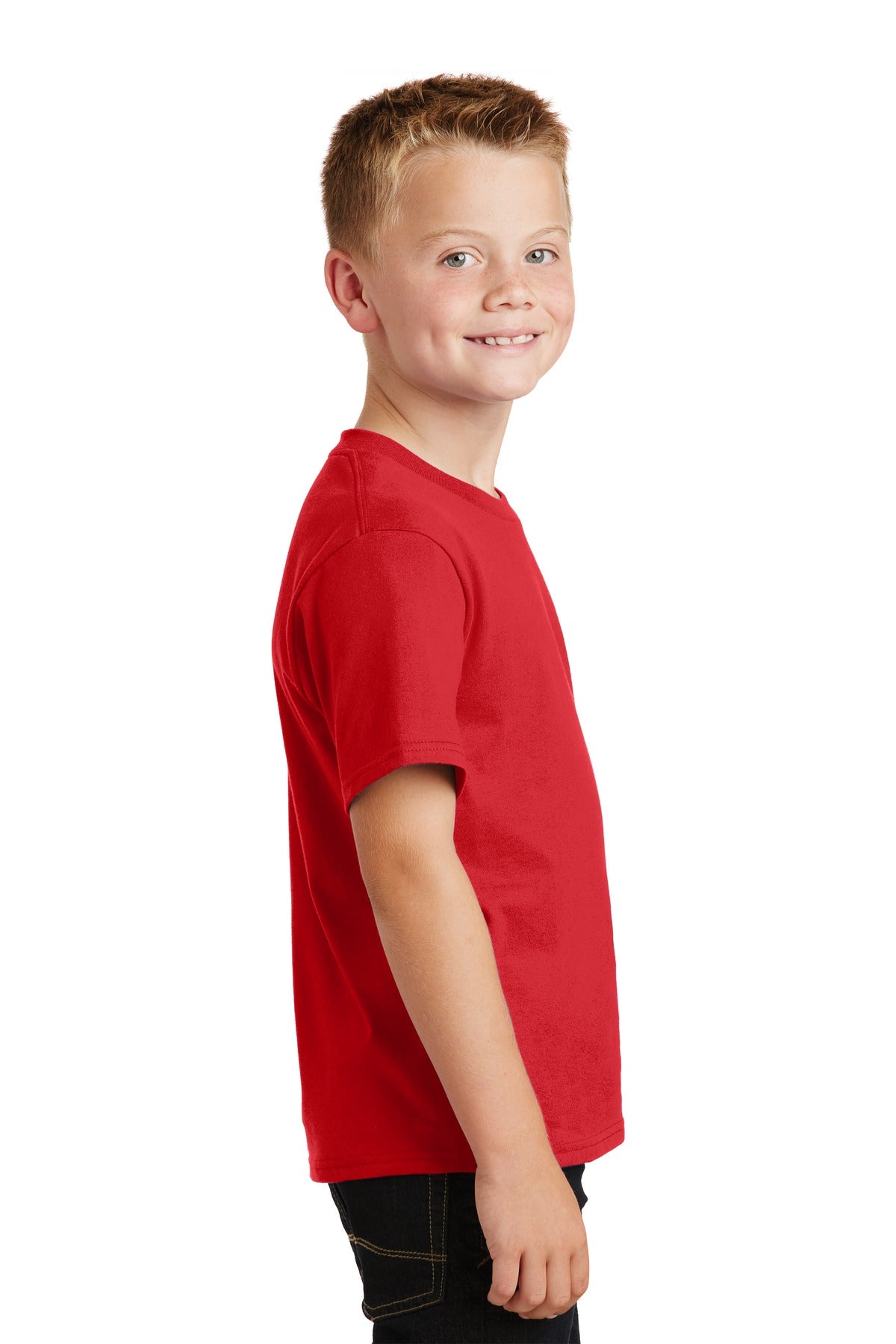 Bright Red Port & Co Youth Fan Favorite Tee. PC450Y
