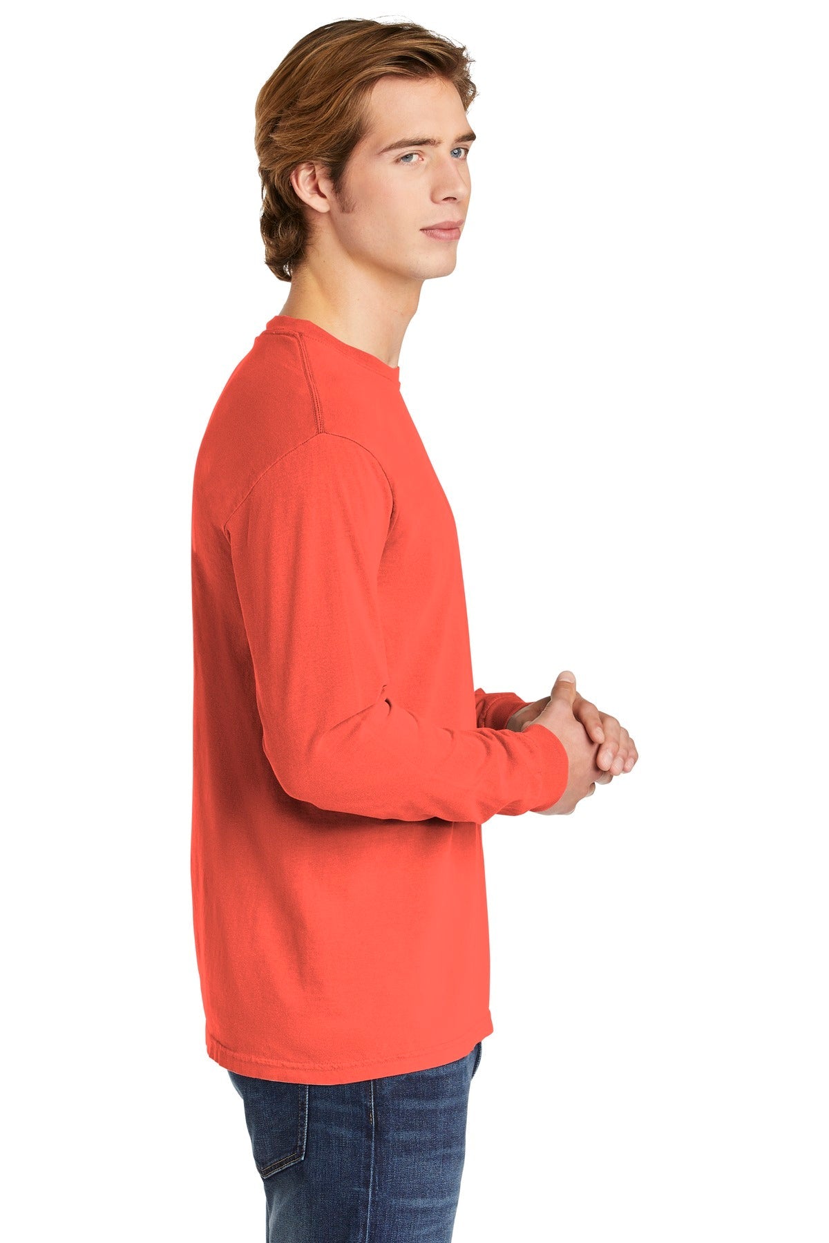 Bright Salmon COMFORT COLORS Heavyweight Ring Spun Long Sleeve Tee. 6014
