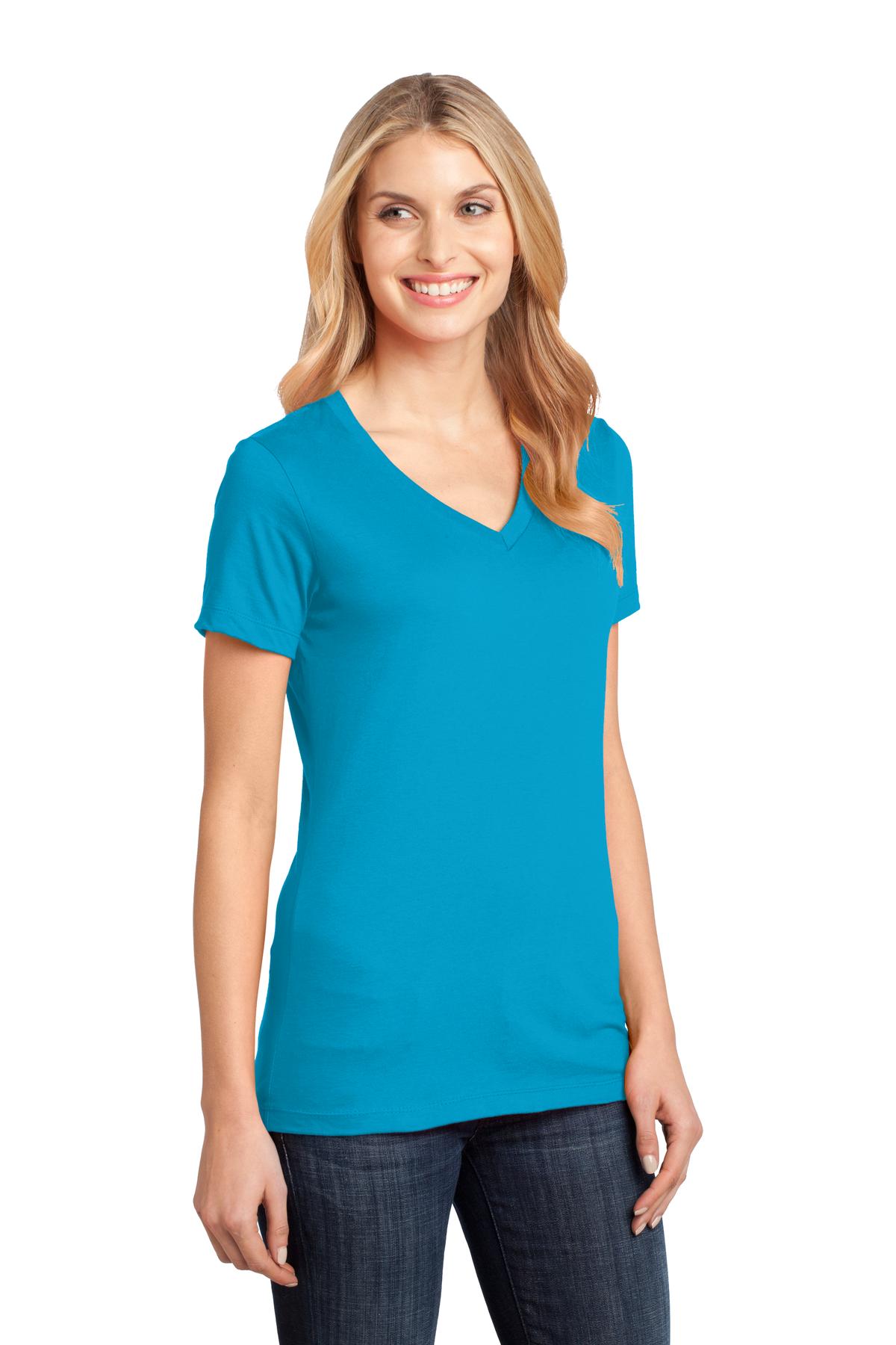 Bright Turqu District - Women's Perfect Weight V-Neck Tee. DM1170L