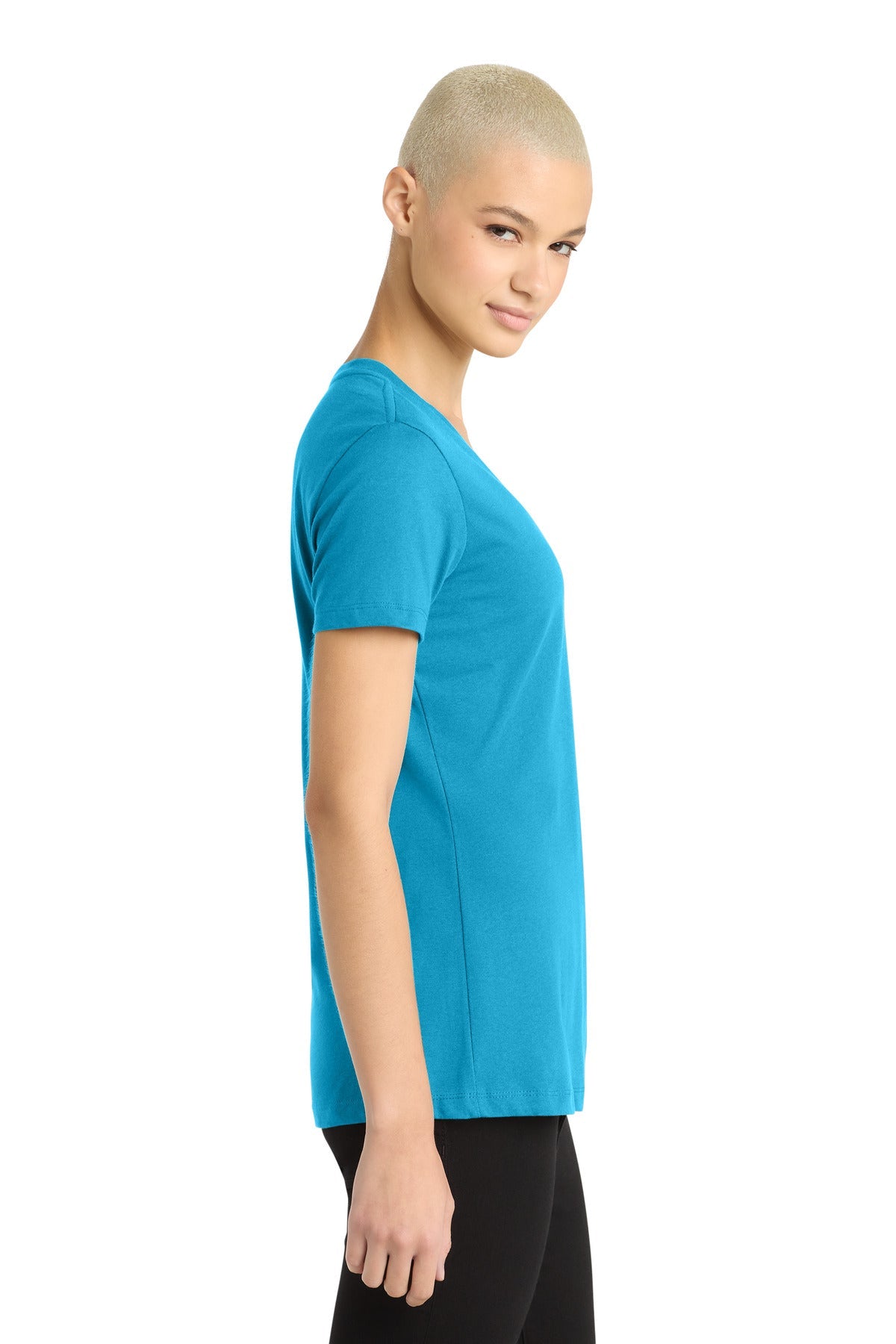 Bright Turqu District - Women's Perfect Weight V-Neck Tee. DM1170L