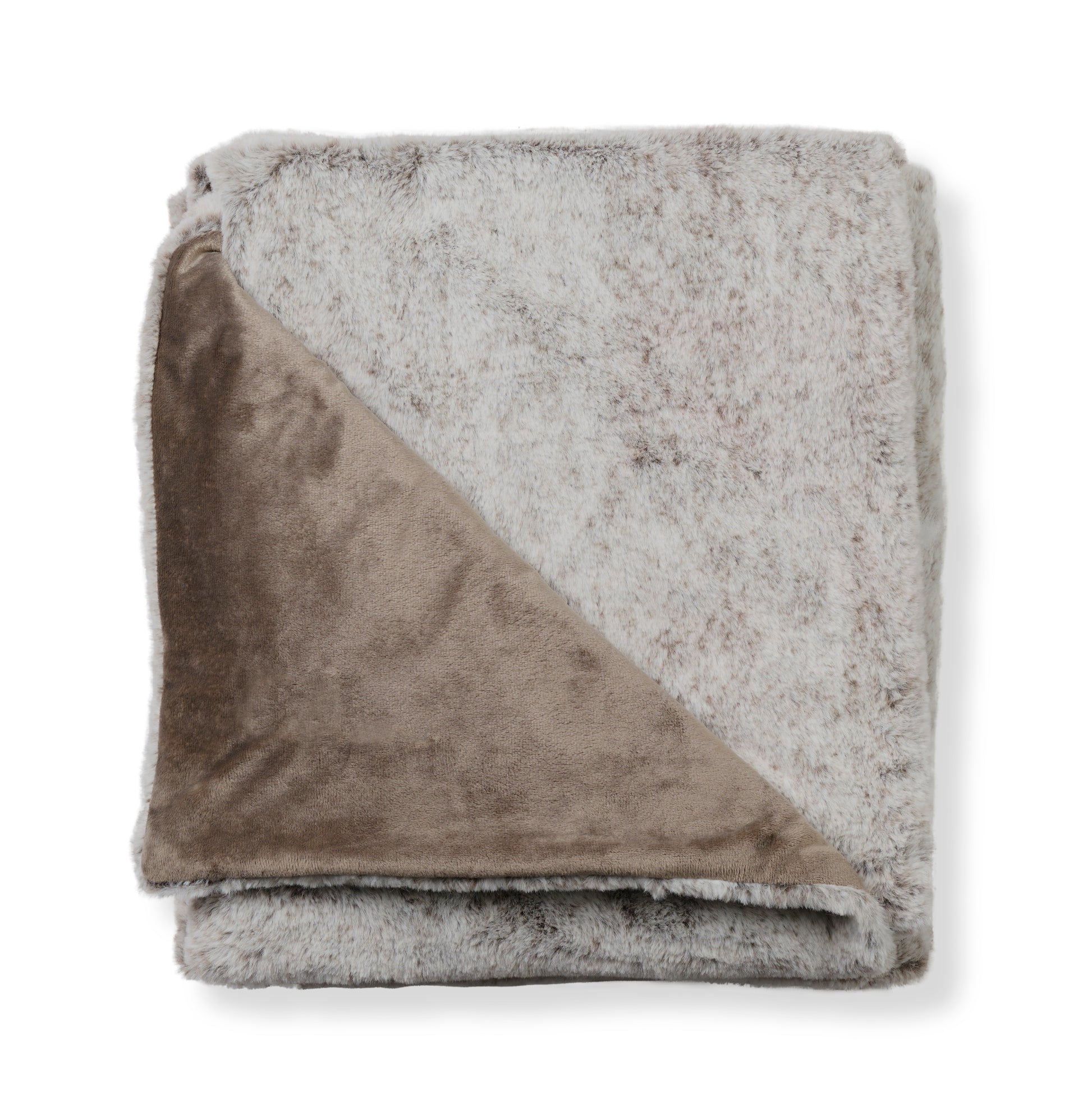 Brown Luxe Faux Fur Throw Blanket plain