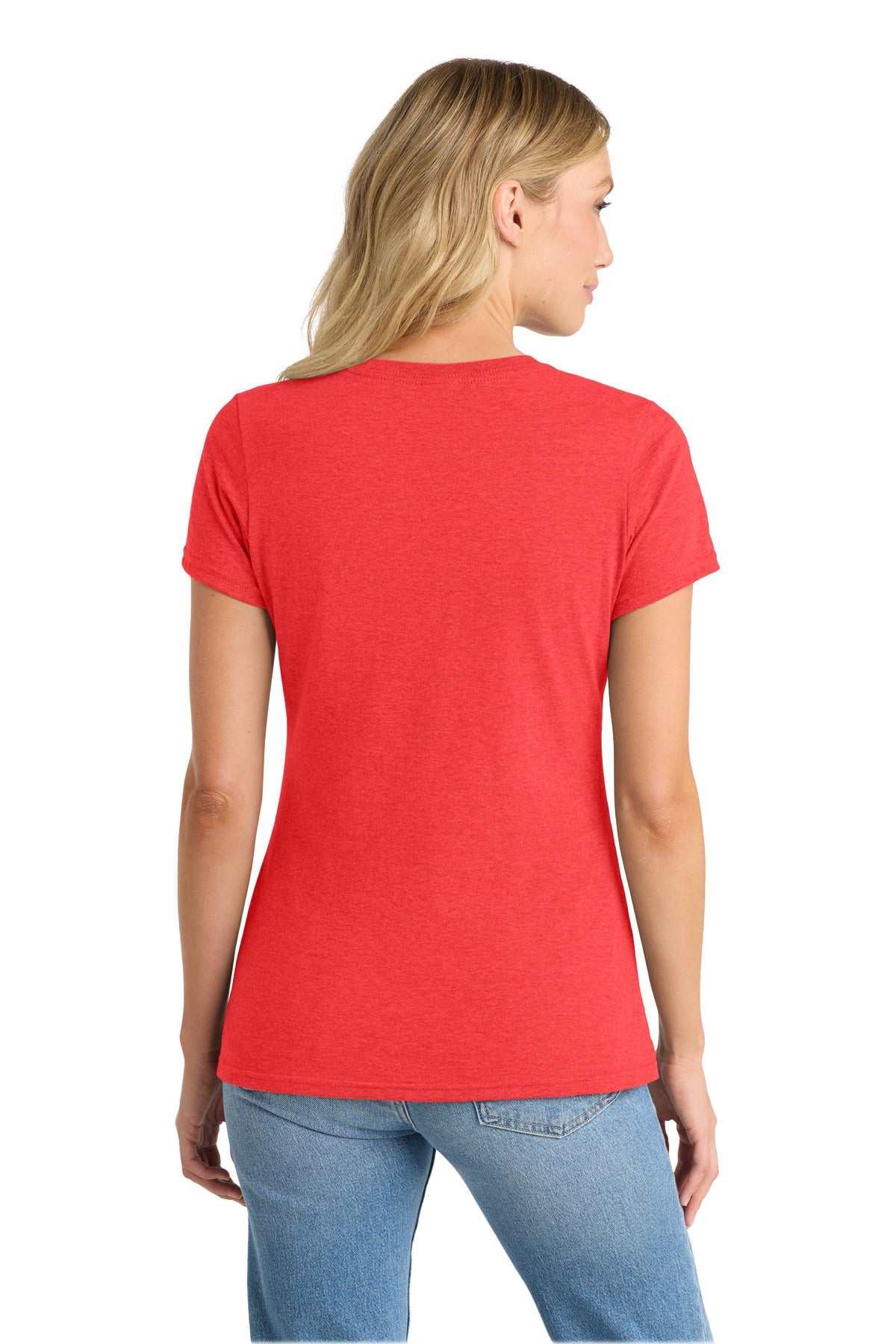 Brt Red Hthr Port & Co Women's Fan Favorite Blend V-Neck Tee. LPC455V