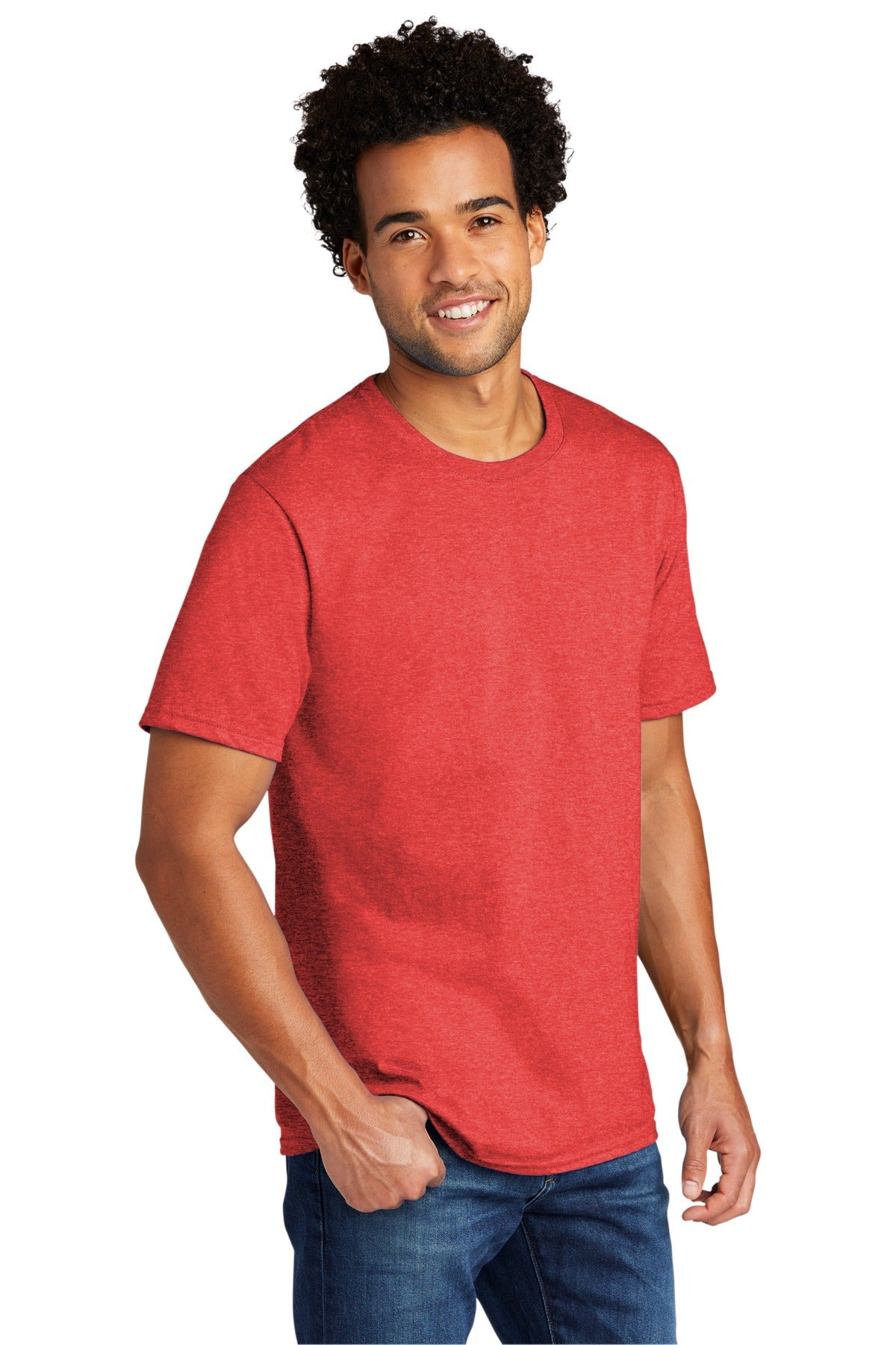 BrtRedHthr Port & Co Tri-Blend Tee. PC330