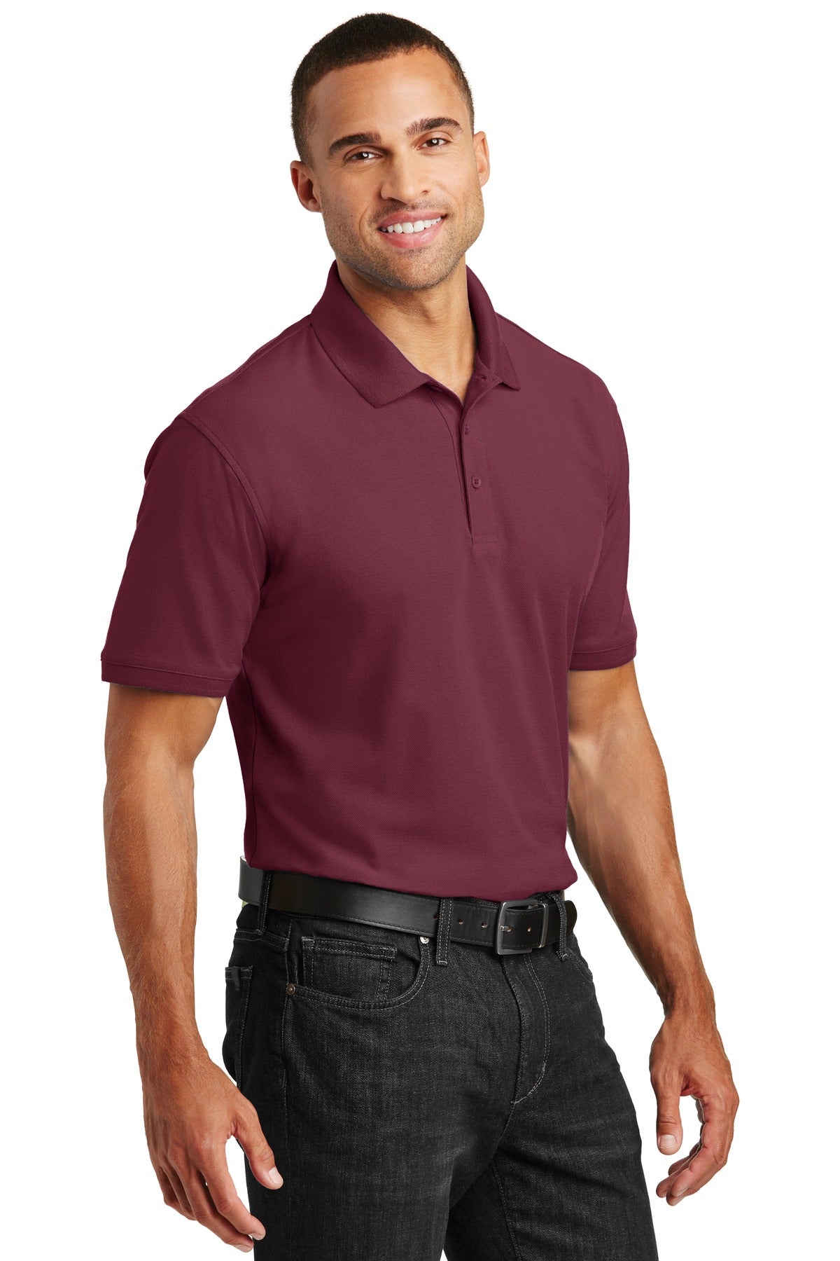 Burgundy Port Authority Core Classic Pique Polo. K100