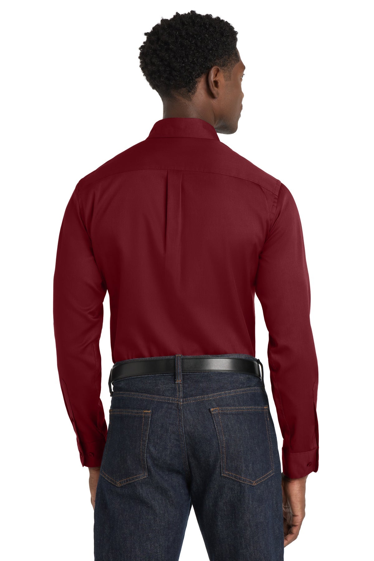 Burgundy Port Authority Long Sleeve SuperPro React Twill Shirt. W808