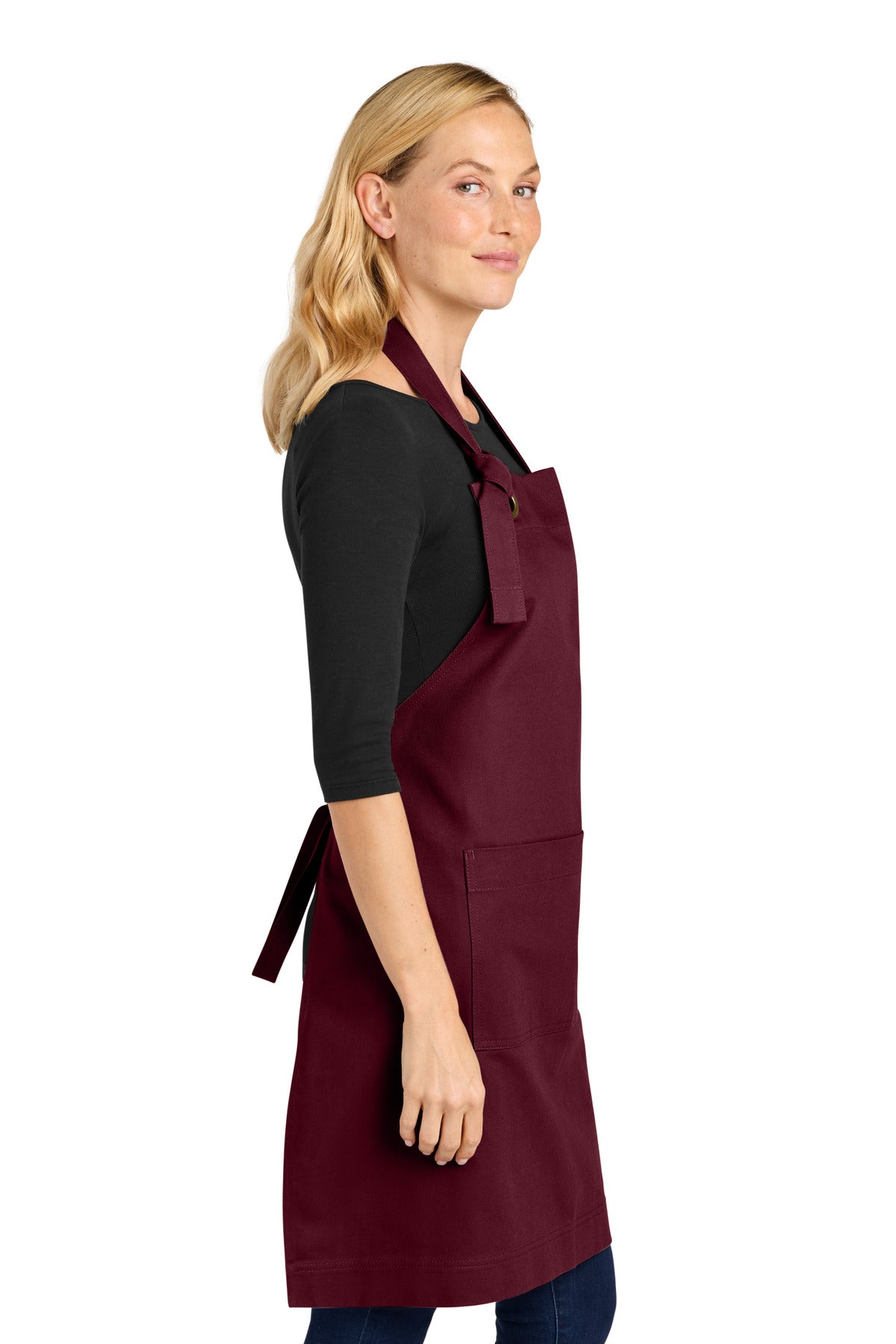 Burgundy Port Authority Signature Heavy Twill Bib Apron A900