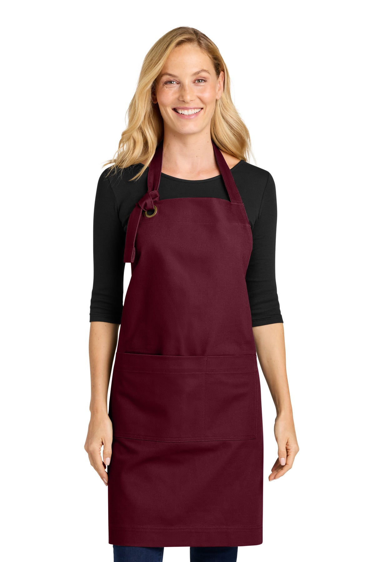Burgundy Port Authority Signature Heavy Twill Bib Apron A900