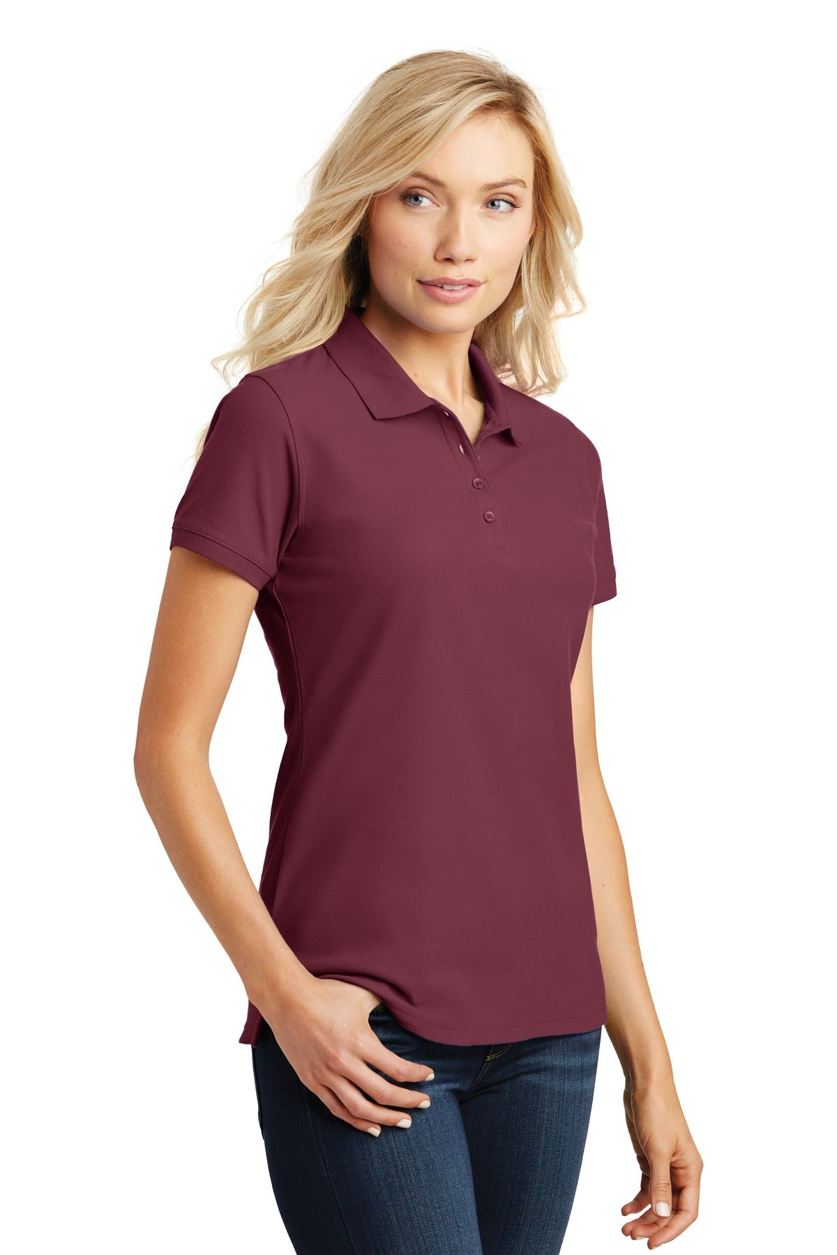 Burgundy Port Authority Women's Core Classic Pique Polo. L100