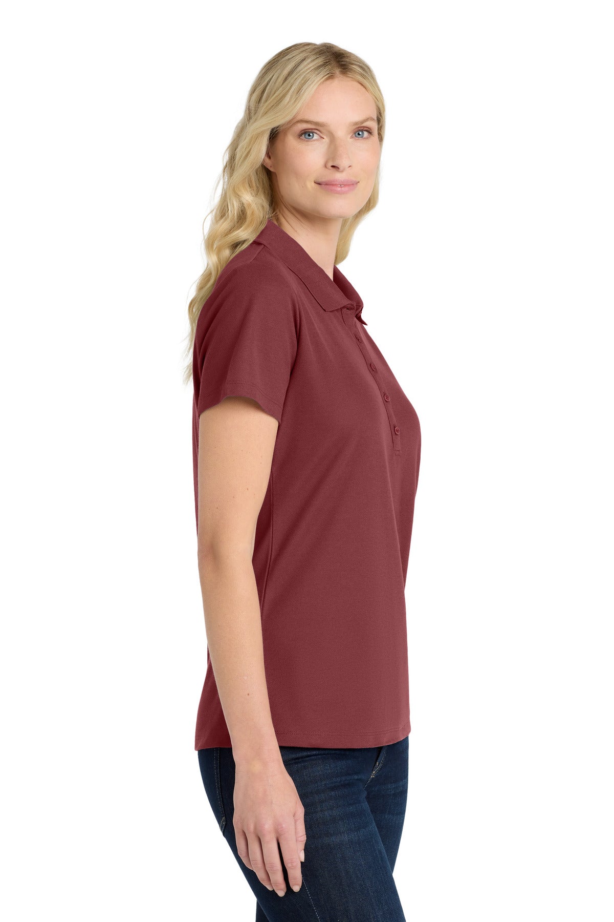Burgundy Port Authority Women's SuperPro React Polo. LK810