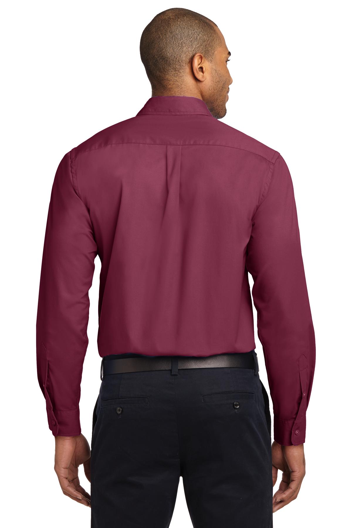 Burgundy/Lt St Port Authority Long Sleeve Easy Care Shirt S608