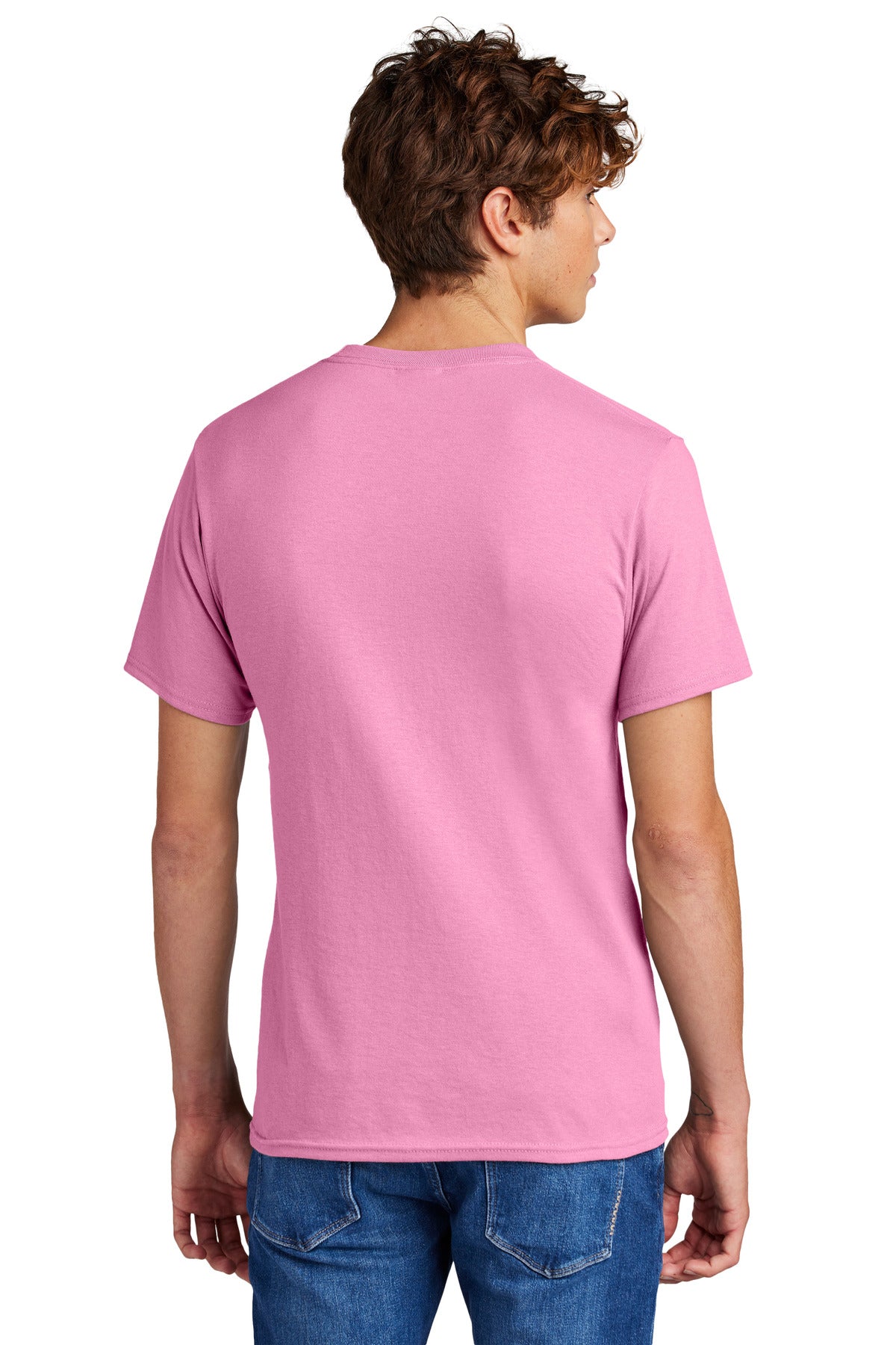 Candy Pink Port & Co Core Blend Tee. PC55