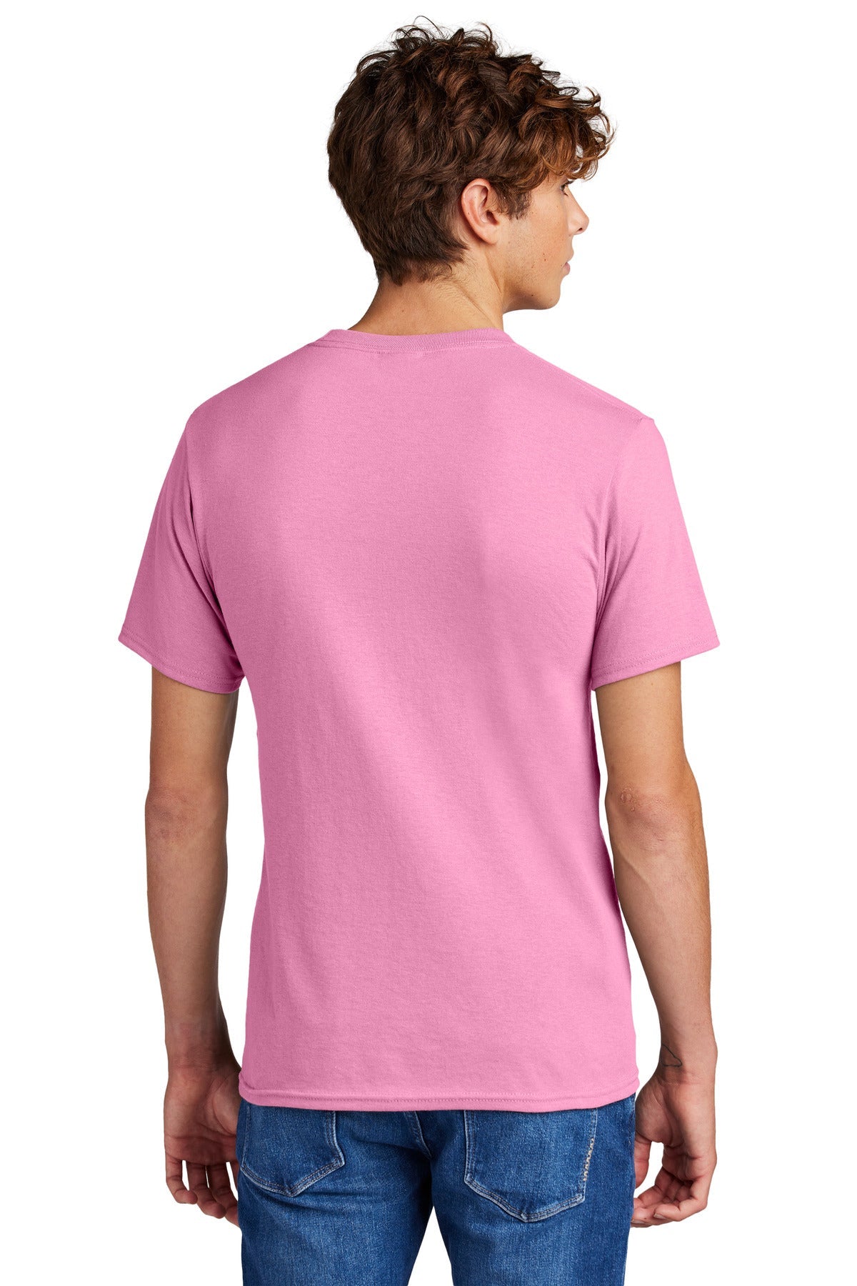 Candy Pink Port & Co Tall Core Blend Tee. PC55T