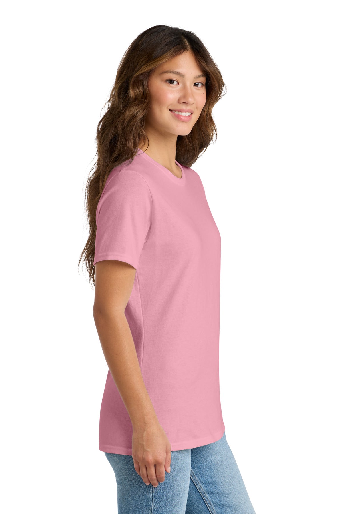 Candy Pink Port & Co Women's Core Cotton Tee. LPC54