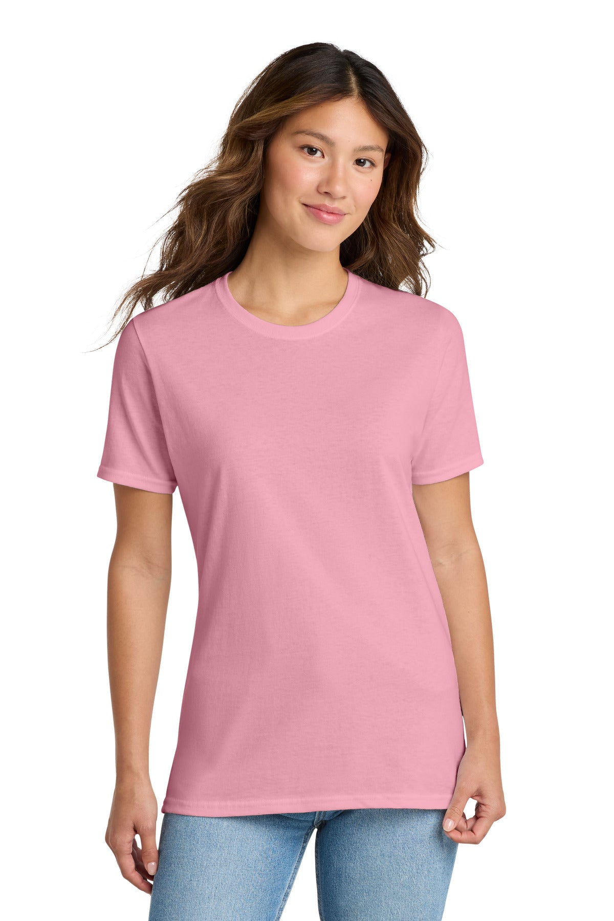 Candy Pink Port & Co Women's Core Cotton Tee. LPC54
