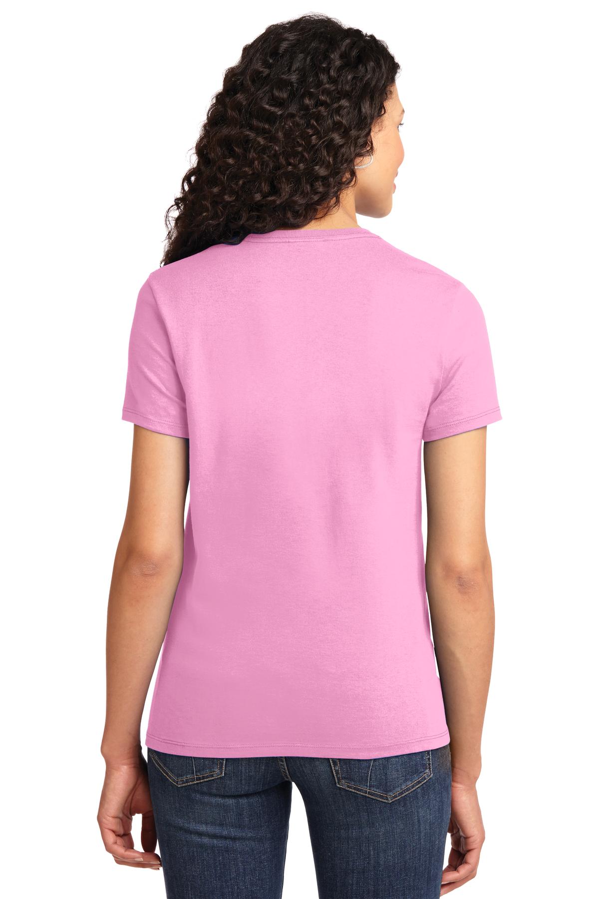 Candy Pink Port & Co Women's Essential Tee. LPC61