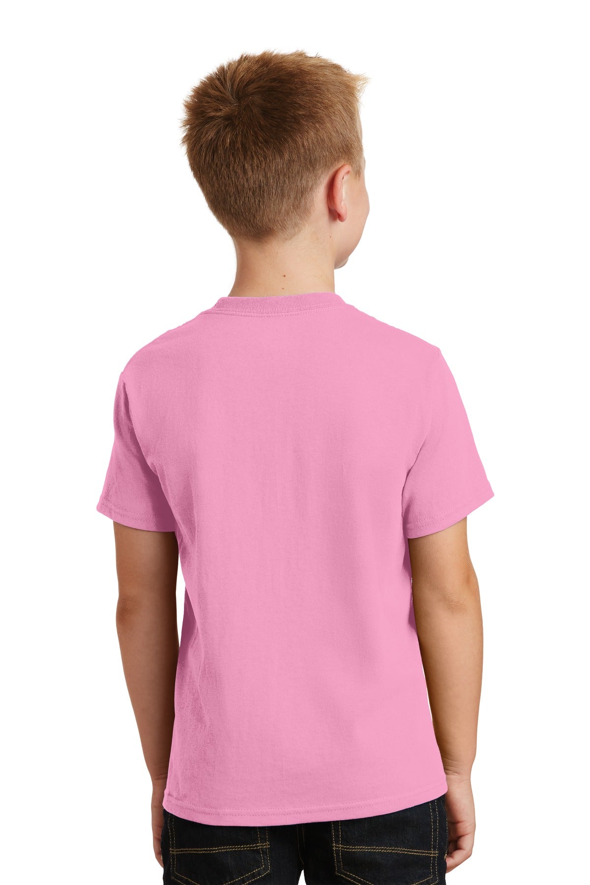 Candy Pink Port & Co Youth Core Cotton Tee. PC54Y