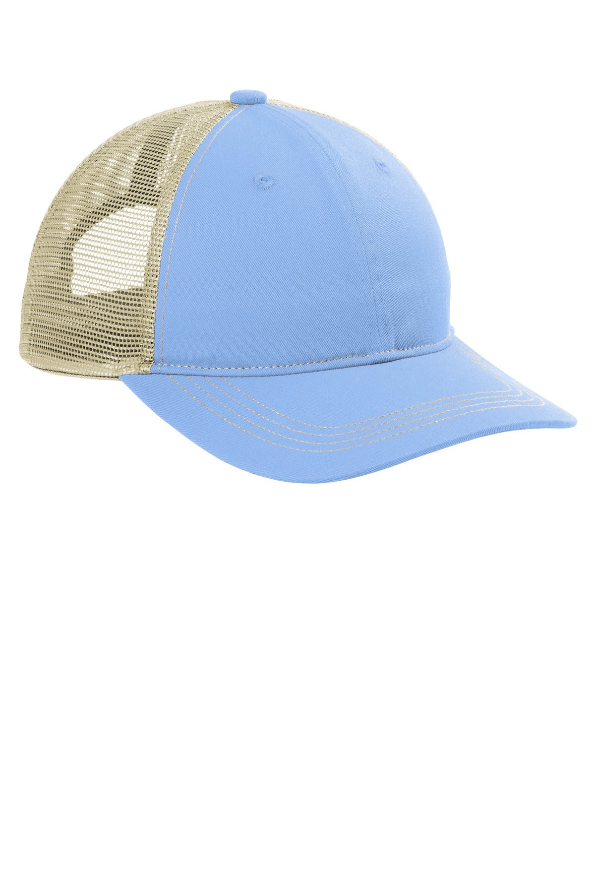 CarBlu/Tan Port Authority Unstructured Snapback Trucker Cap C409