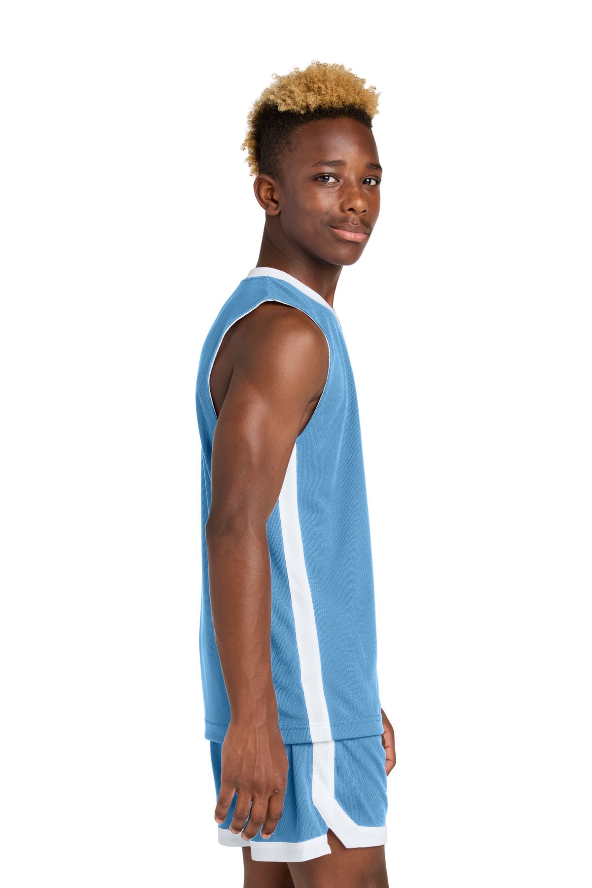 CarBl/Wht Sport-Tek Youth Rival Basketball Rev Jersey YST900
