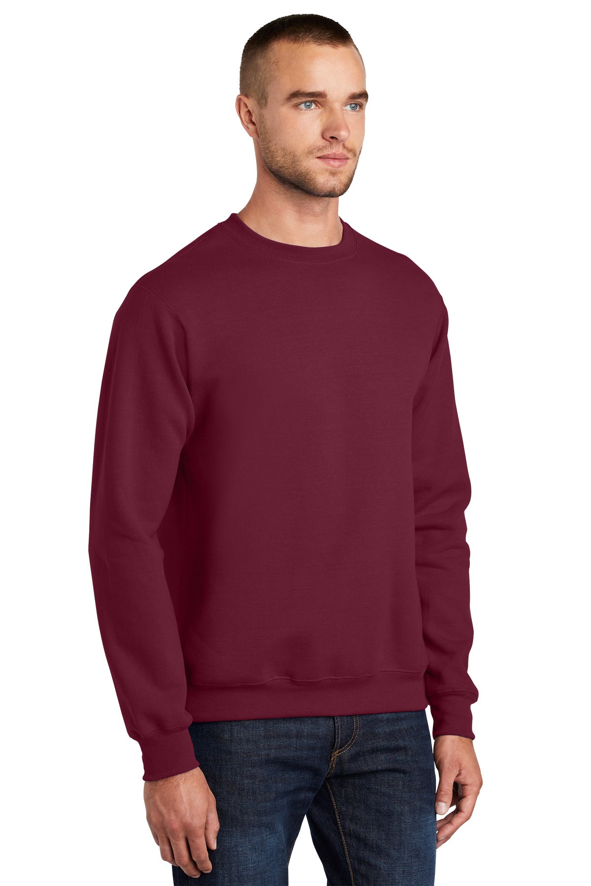 Cardinal Port & Co Essential Fleece Crewneck Sweatshirt. PC90