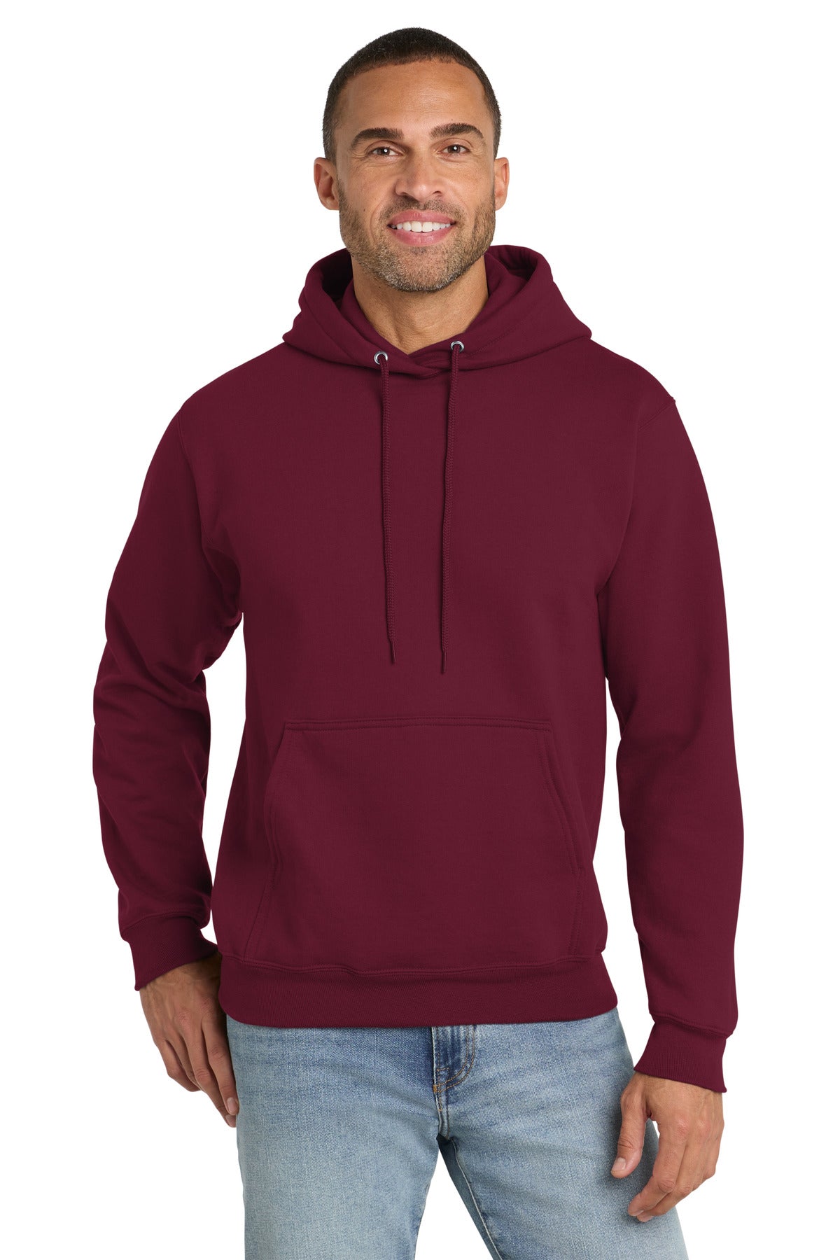 Cardinal Port & Co Essential Fleece Pullover Hooded Sweatshirt. PC90H