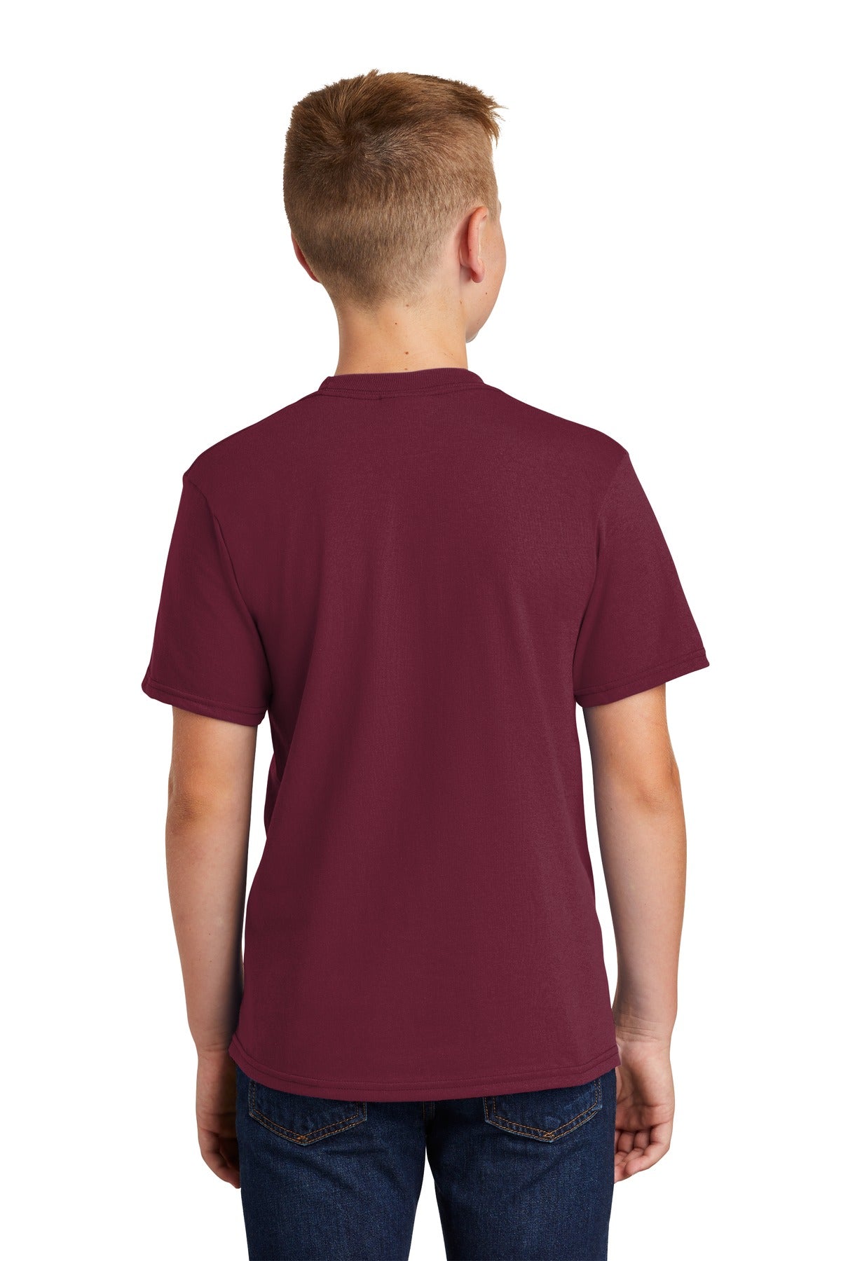 Cardinal Port & Co Youth Core Blend Tee. PC55Y